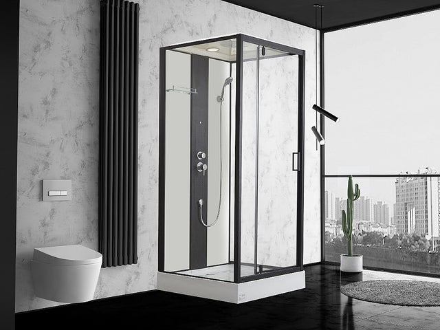 Cabine de douche hydromassante - 2 zones de jets de massage - L90 x P90 x H215 cm - pluie tropicale et douchette - PRIMEA