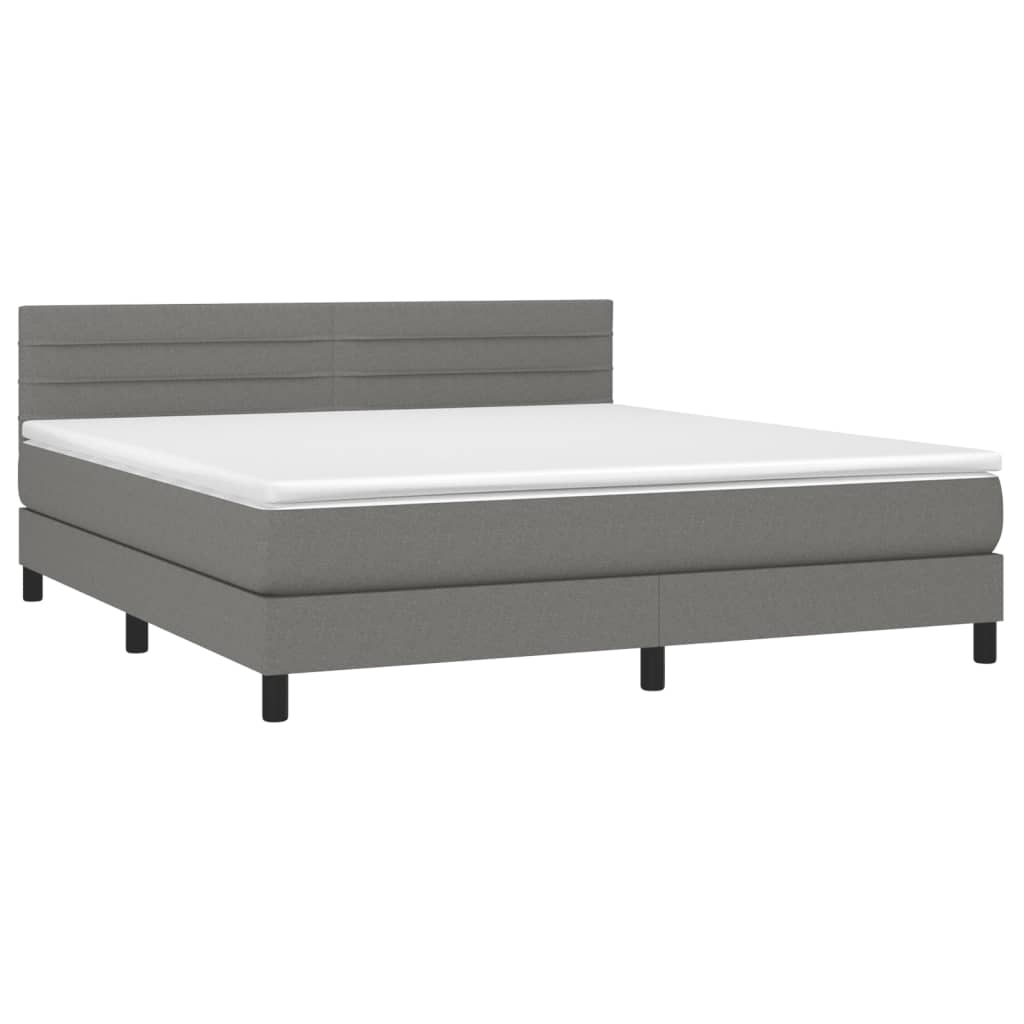 Maison Exclusive - Sommier à lattes de lit et matelas et LED Gris foncé 180x200 cm - 3