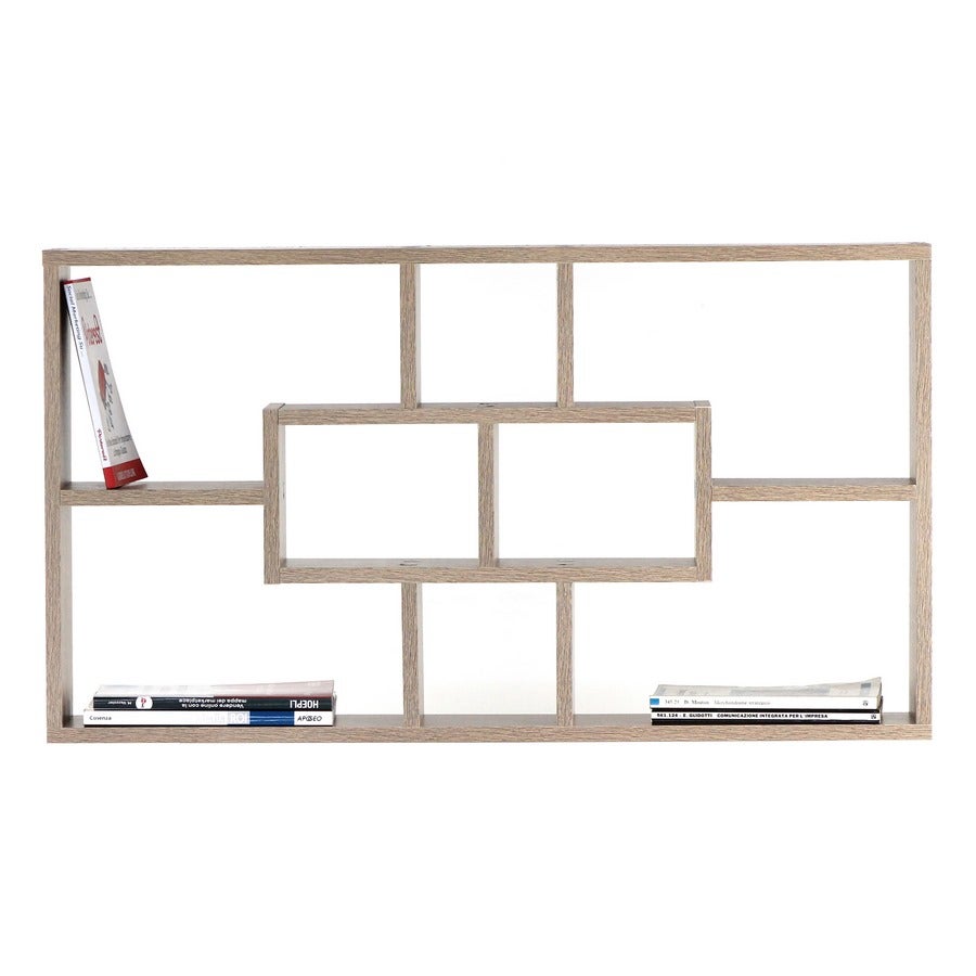 Libreria in legno design da parete 8 vani - 2