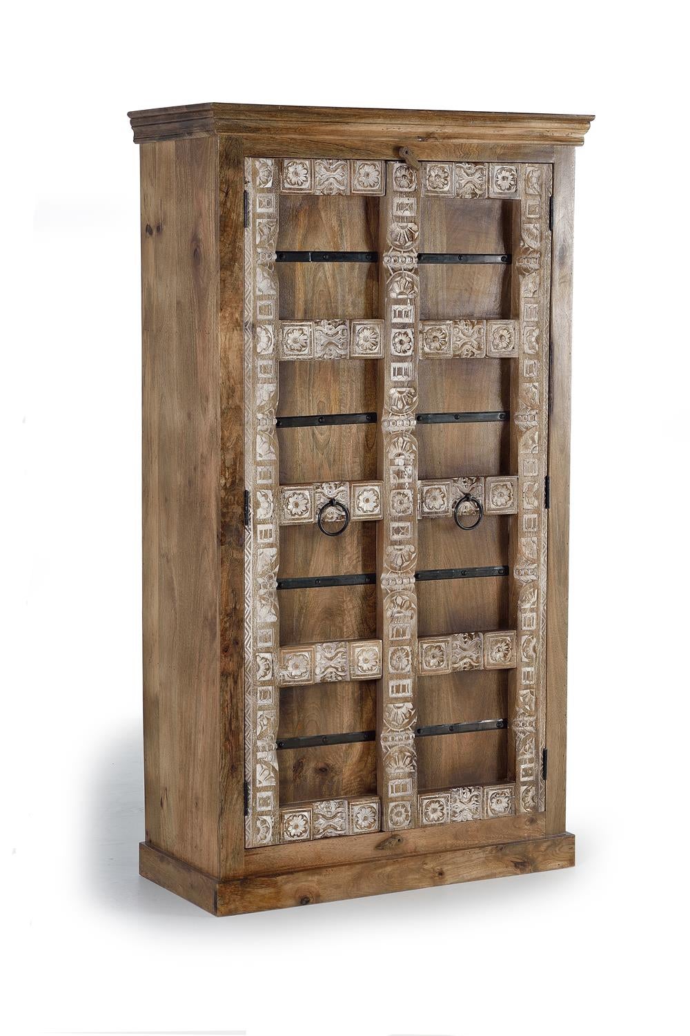 Armoire 2 porty en manguier z wewnętrznymi etagères