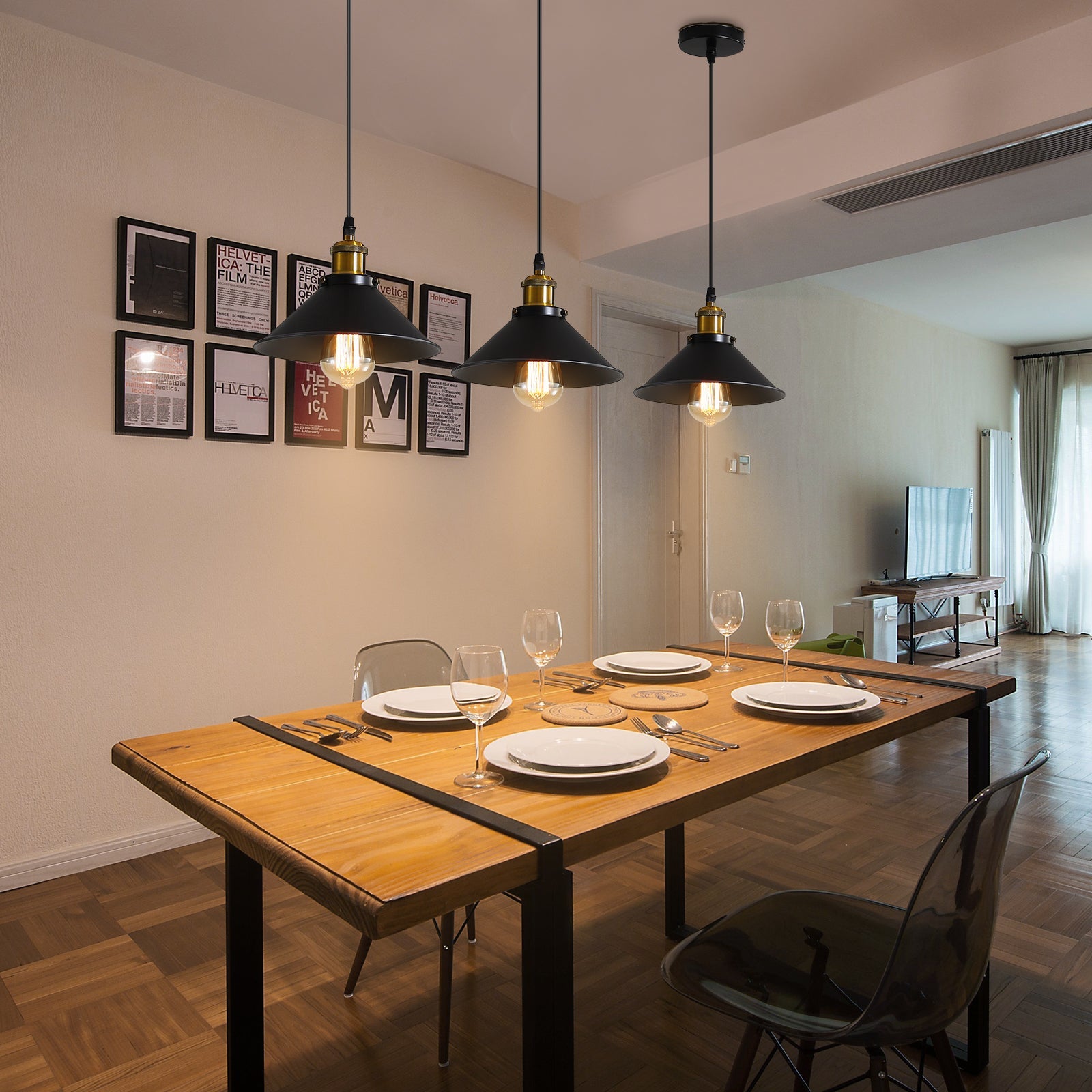 Plafoniera antica industriale in metallo con neon – The House of Vintage