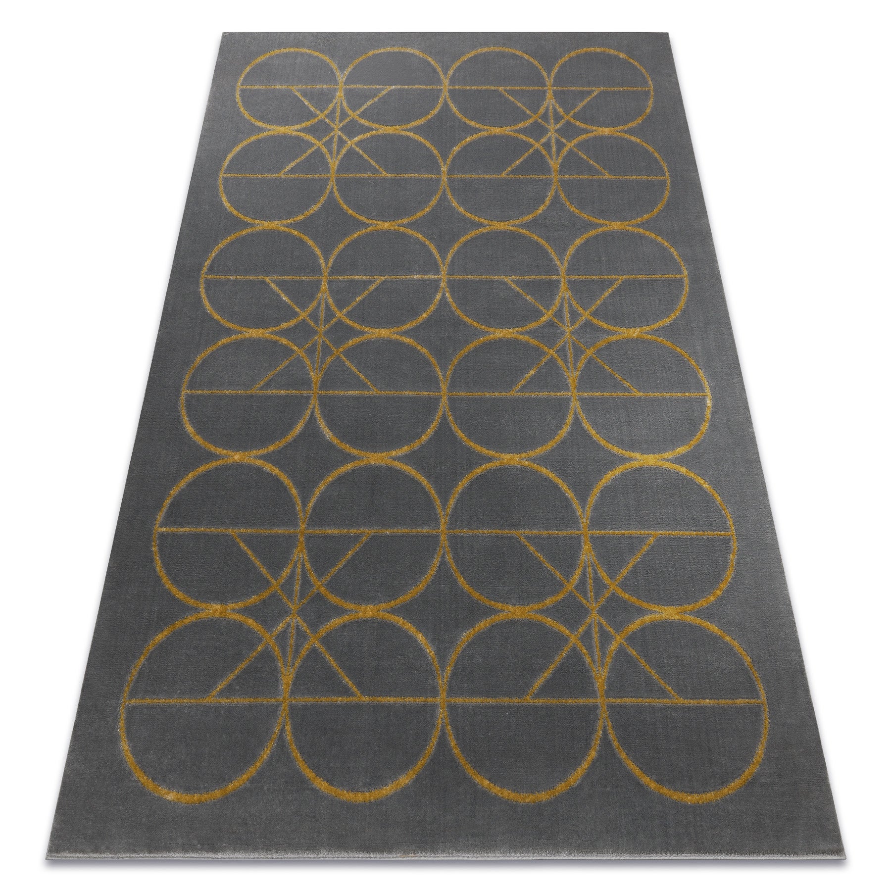 Dywan EMERALD ekskluzywny 1010 glamour, stylowy koła szary / złoty 80x150 cm