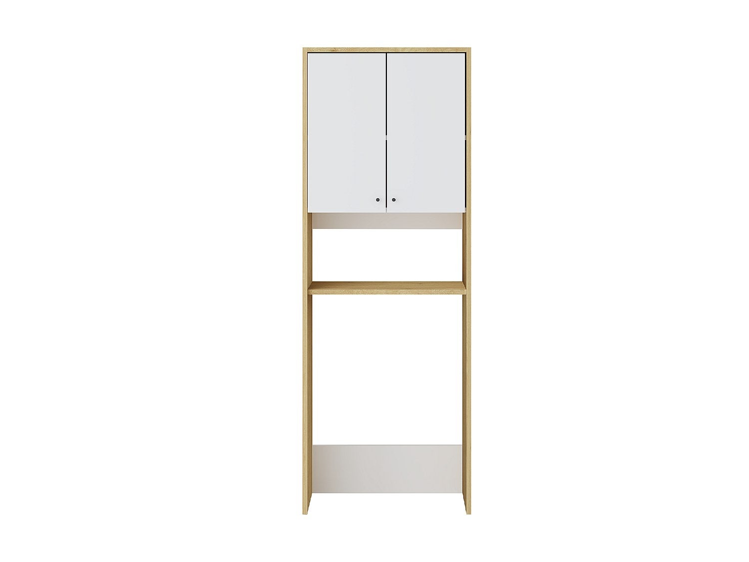 Szafka do zabudowy pralki z podwójnymi drzwiczkami - szer. 65 x wys. 180 cm - Biały i naturalny jasny - WORIKA