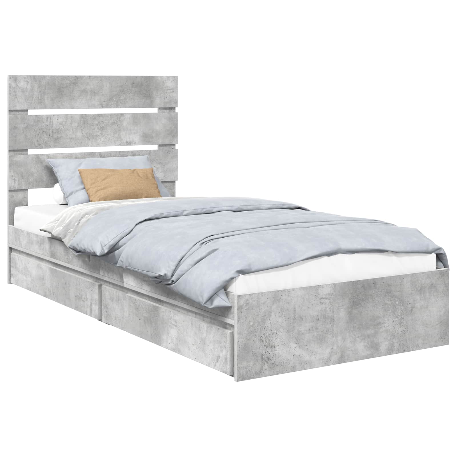 Lit de rangement Gris béton 90 x 190 cm panneau de bois - 2