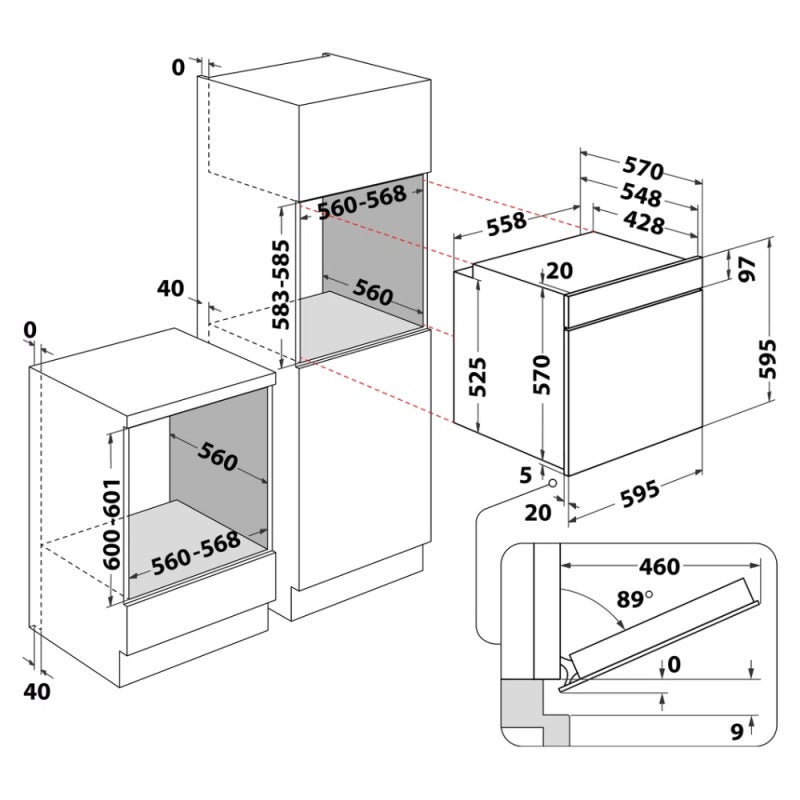 Four encastrable 71 L, 8 programmes cuisson, chaleur tournante pulsée, fonctions levage de pâtes, pizzas (OMK58CU1SB) - 5