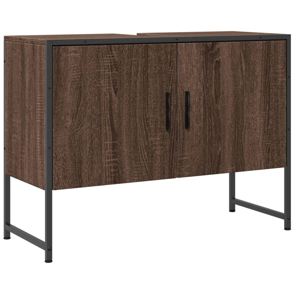 Mueble lavabo de baño de roble marrón de madera de ingeniería - 2