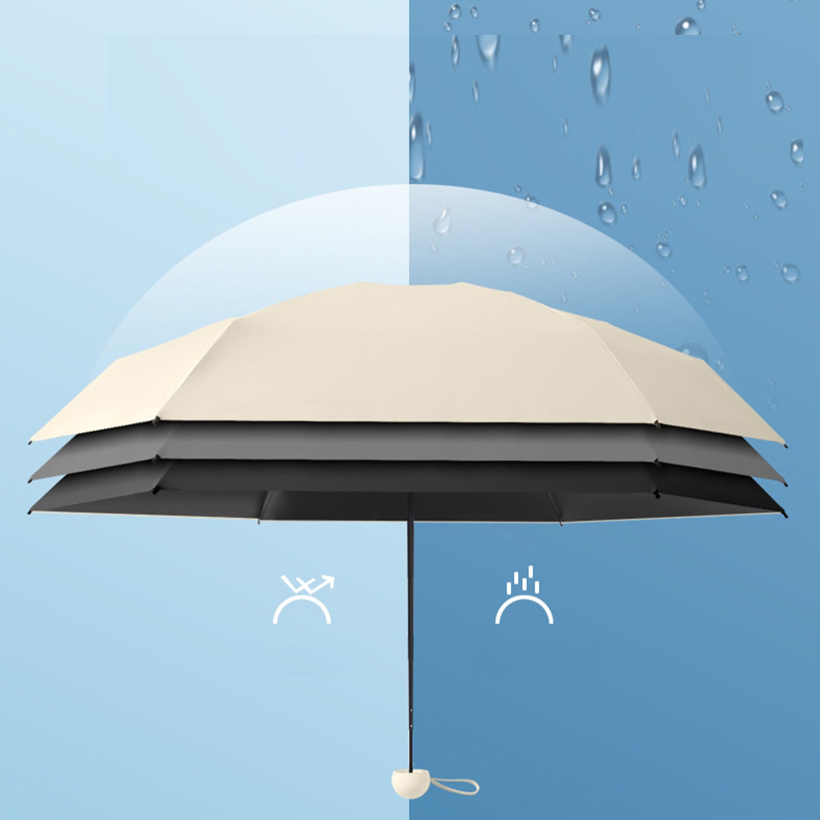 Parapluie pliant Sun Rain 5 plis 6 baleines Mini parapluie pliable en vinyle bloquant les UV pour les voyages - 4
