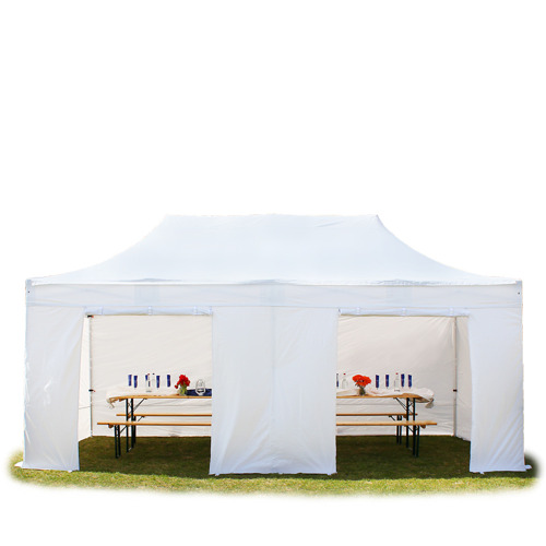 3x6m gazebo pieghevole PVC ignifugo con 4 laterali, PROFESSIONAL alluminio, bianco