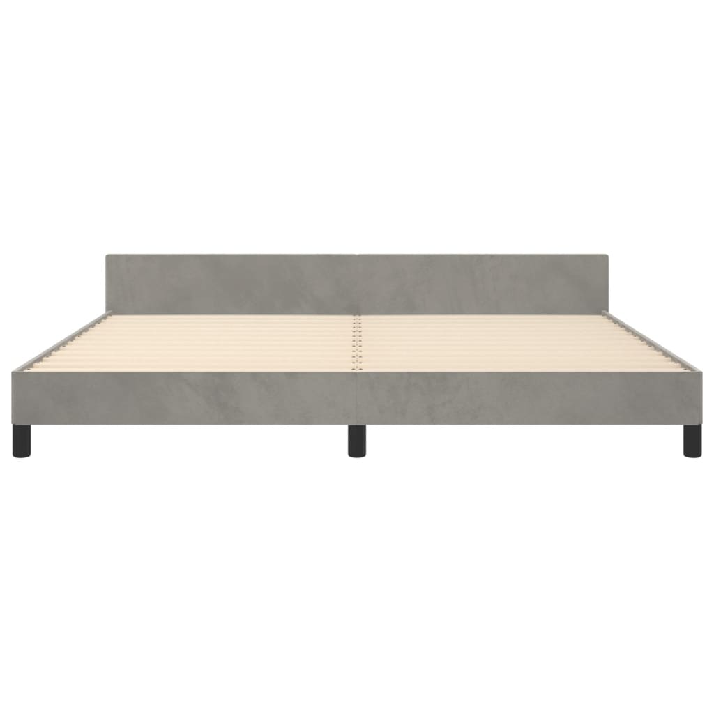 Cadre de lit sans matelas gris clair 200 x 200 cm en velours - 6