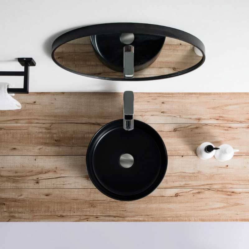Vasque à poser ronde en céramique MENDOZA 6 coloris Ø36 cm Noir mat - 3