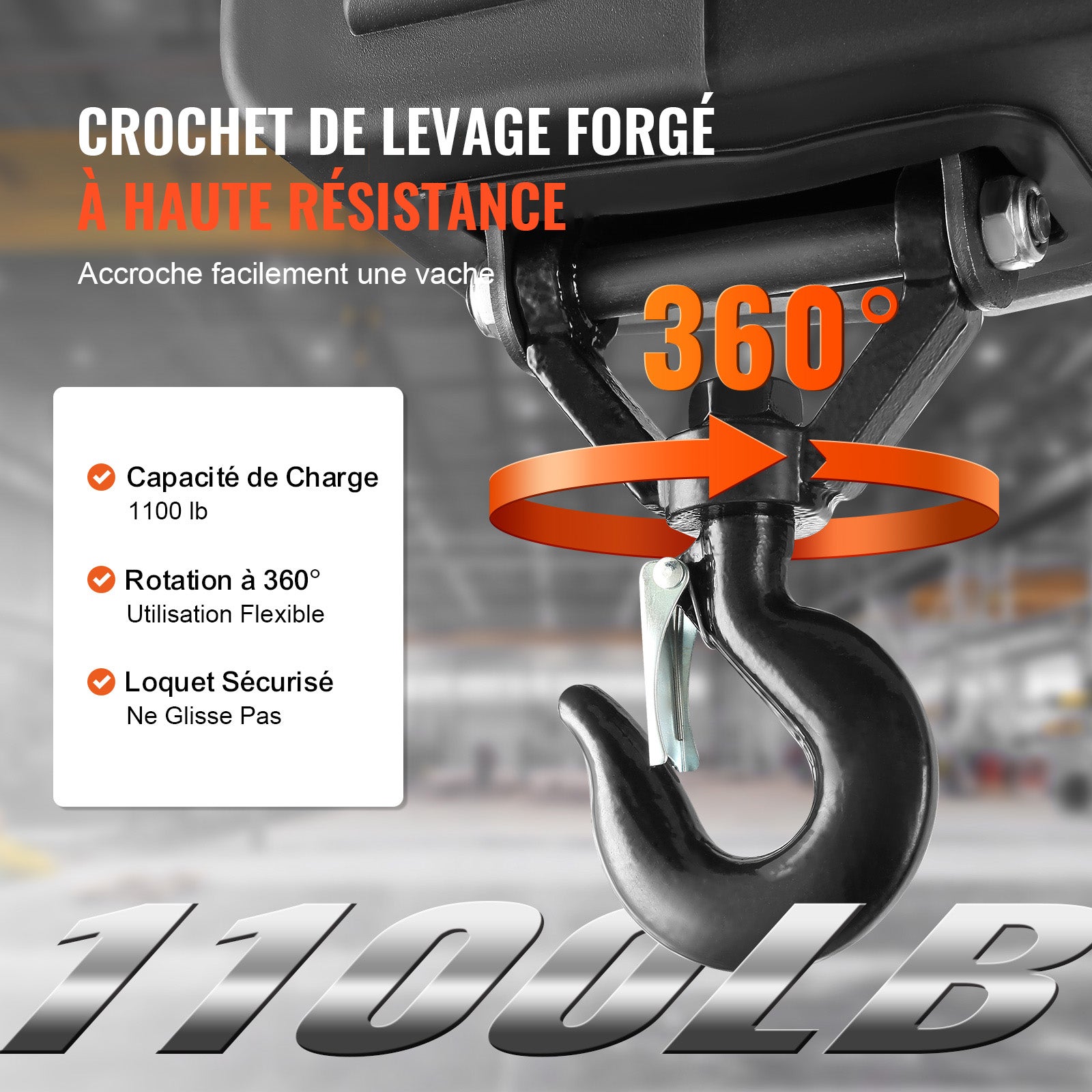 Treuil Électrique Portable 3-en-1 VEVOR 1500 W, Palan de Levage 499 kg, Câble 7 m, 4 m/min, Commande Filaire & Sans Fil pour Garage Atelier Entrepôt - 6