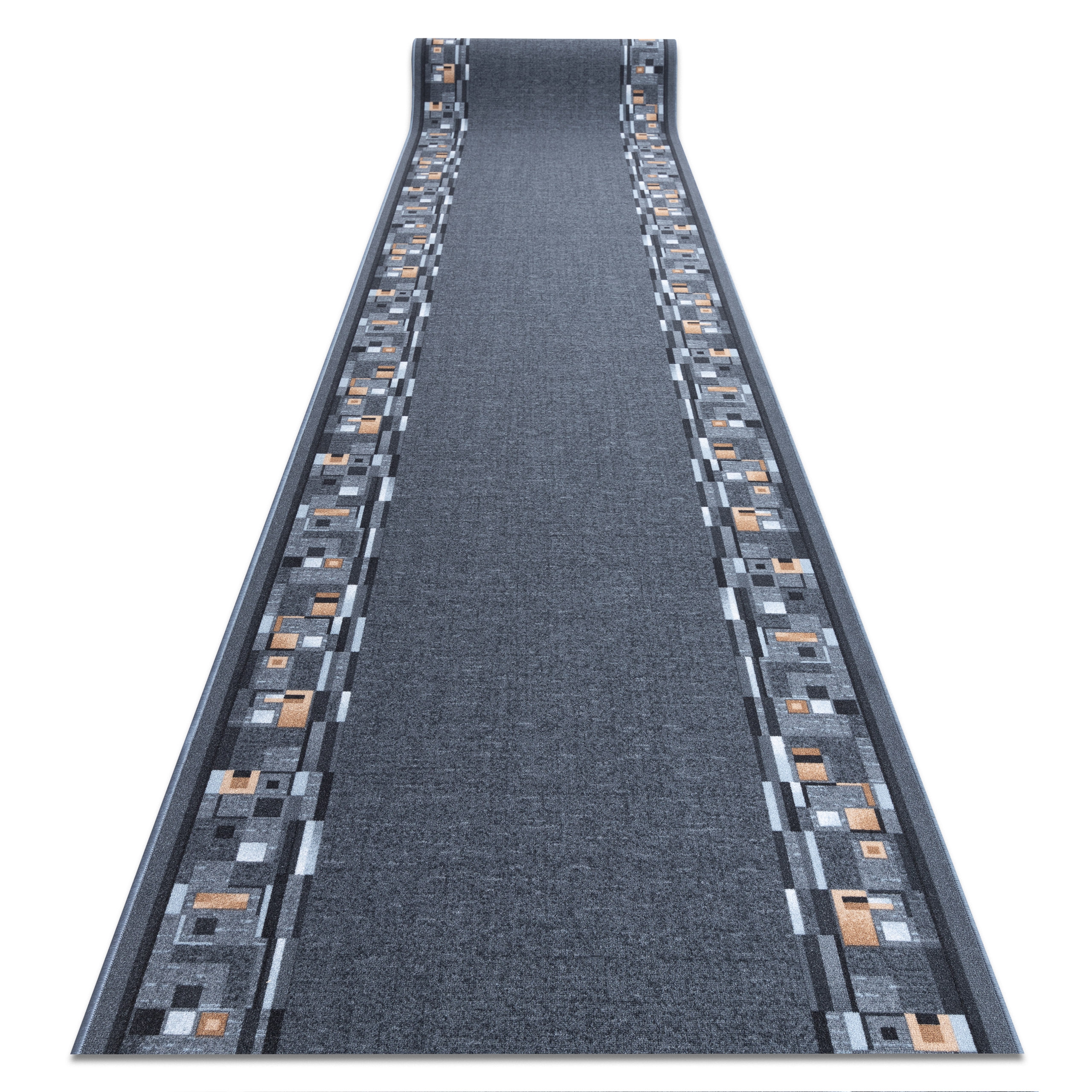 Alfombra de pasillo con refuerzo de goma bombay gris 80cm 80x280 cm