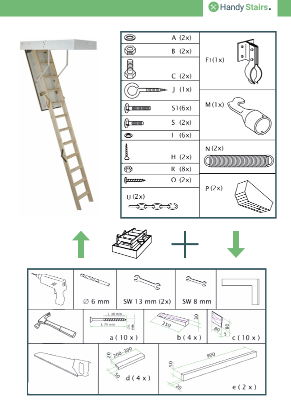 escalier escamotable Profi - Dimensions du caisson 130 x 60 cm - Hauteur 280 cm - Valeur U 1,26 W/m² - 4