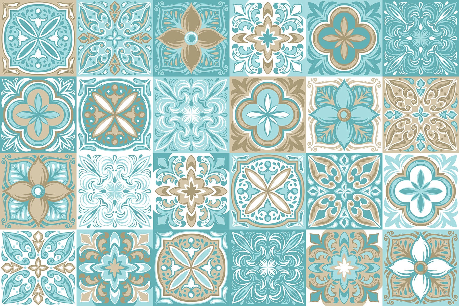 Crédence adhésive sticker décoratif pour cuisine - Effet carreaux de ciment - Adhésif + Protection MATE - 50x75 cm - 2