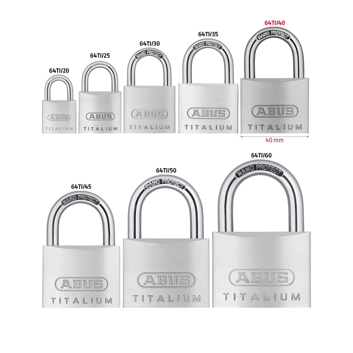 Cadenas TITALIUM™ s entrouvrant ABUS 64TI 40 KA 6411 - 6