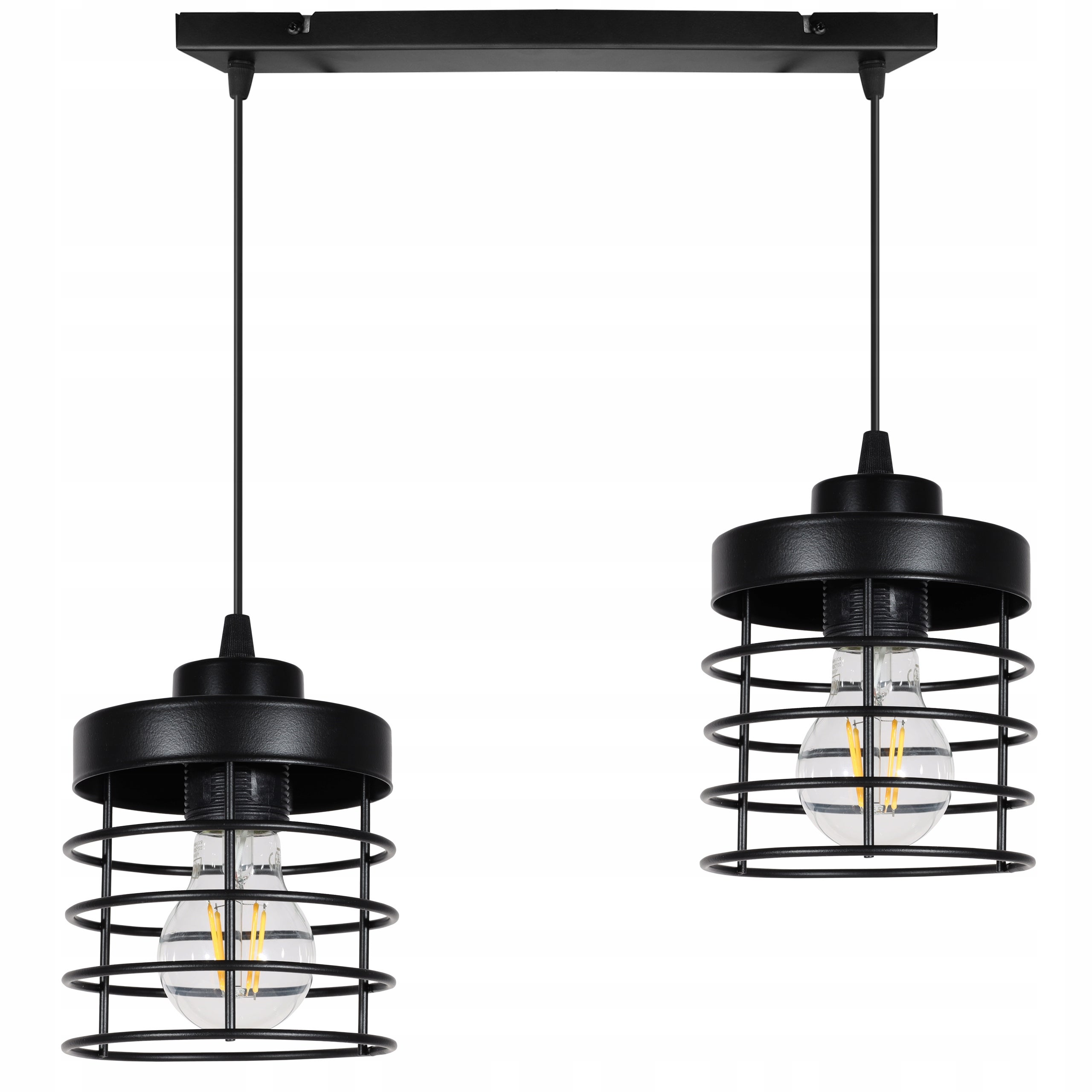Lampa sufitowa wisząca modern Rasti 2xE27 klosz prostokątny druciak czarny Light Home LH