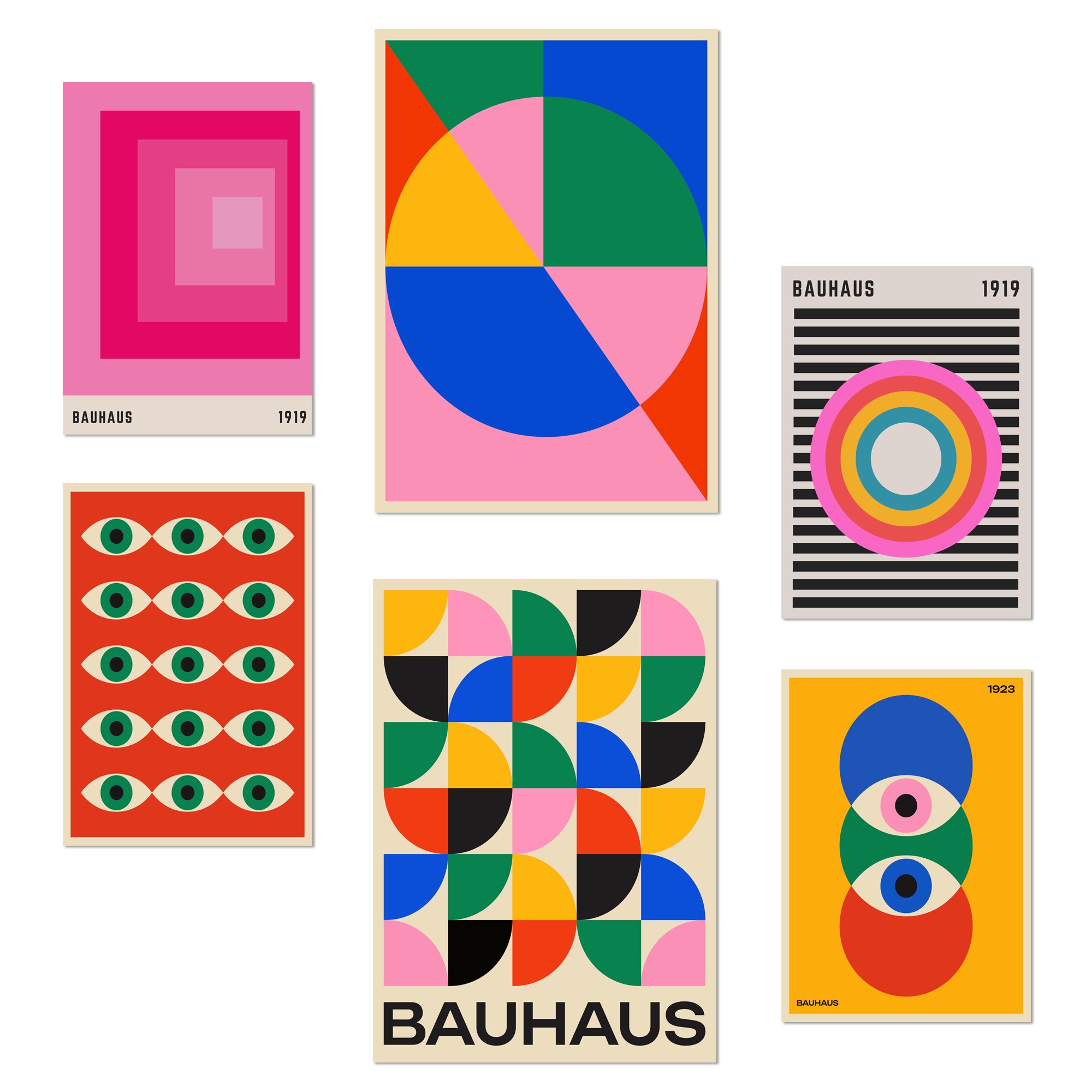Nacnic set de 6 pósters formas geometricas bauhaus colores viibrantes