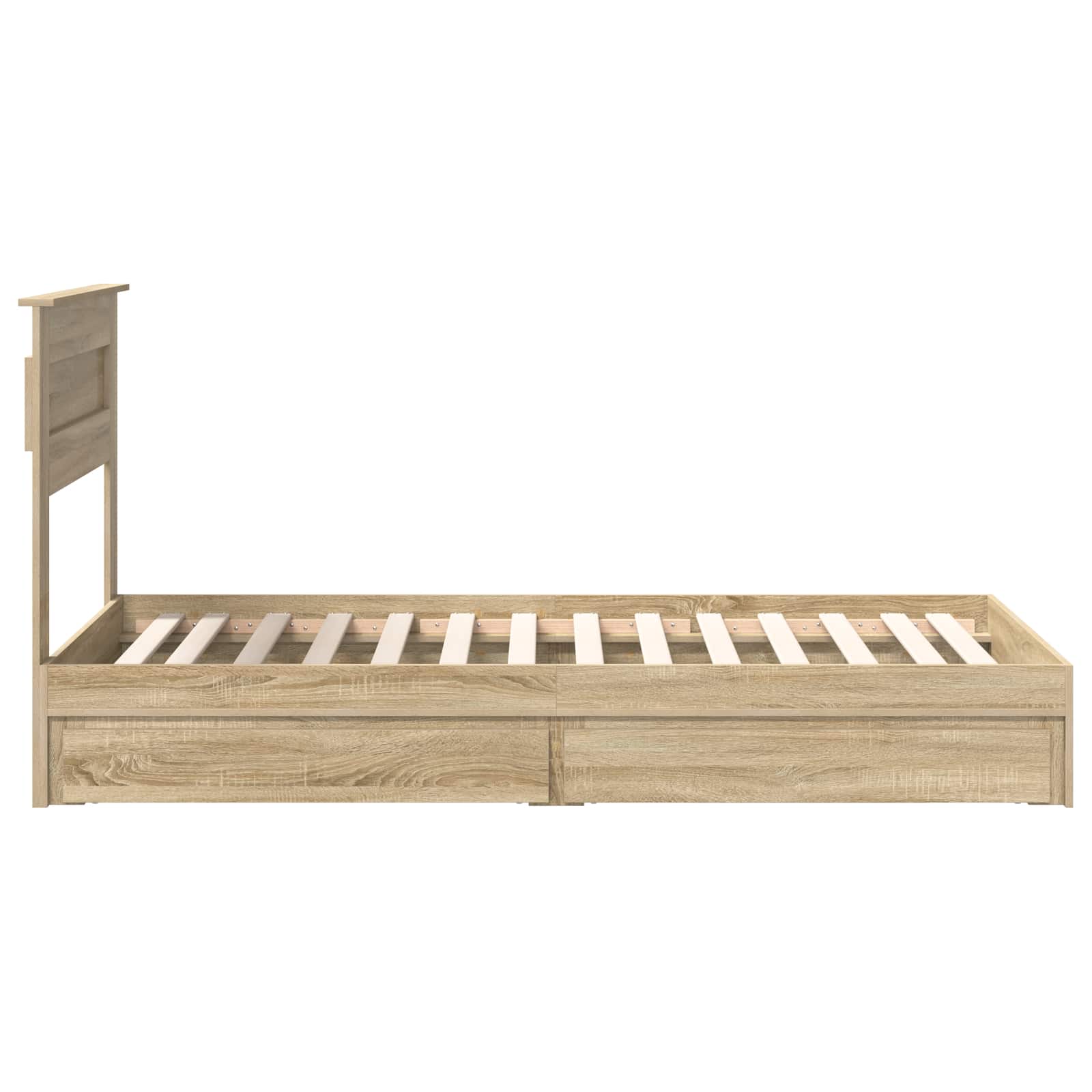 Lit avec rangement, panneau de bois, chêne, pour la chambre, 75 × 190 cm - 9