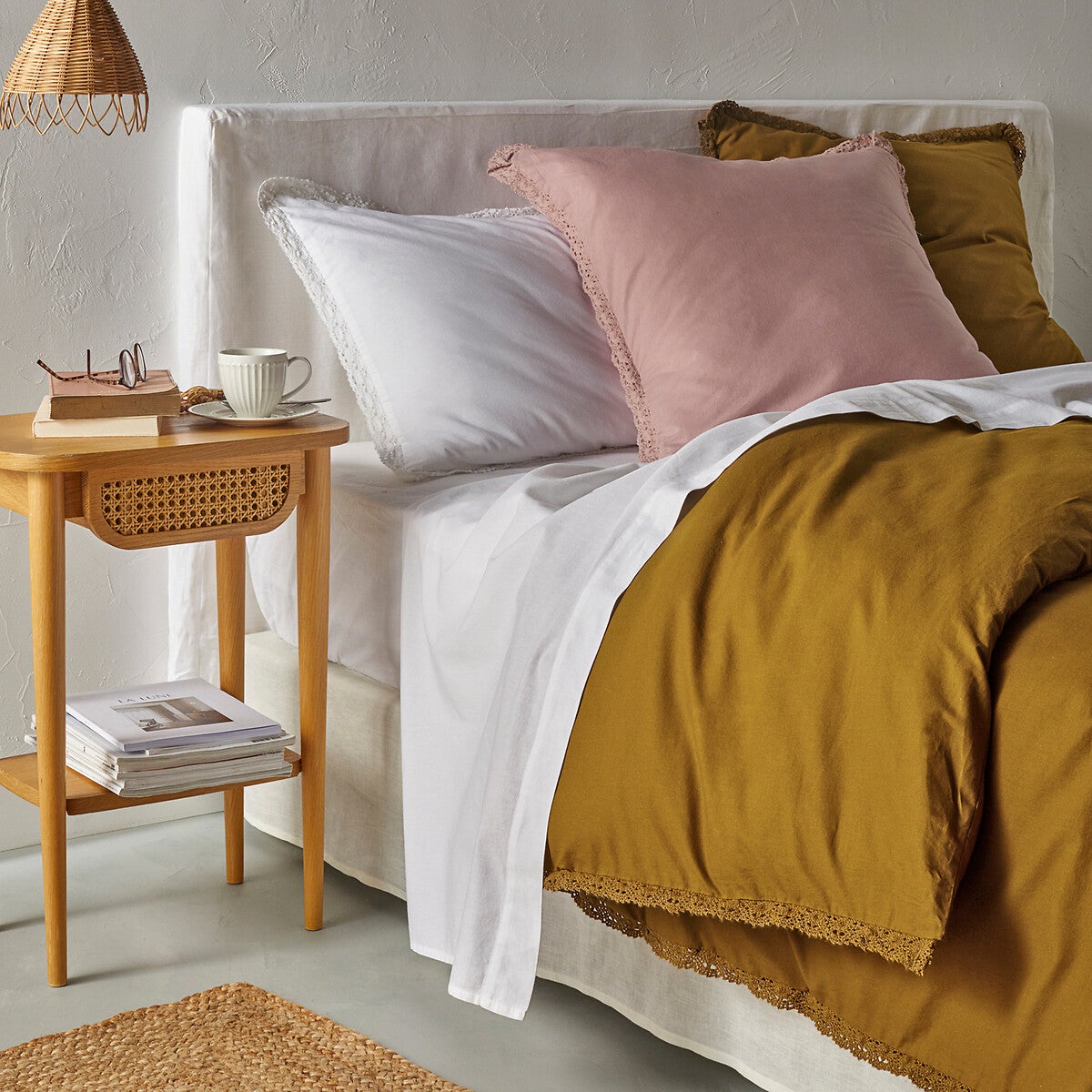 Drap plat uni en coton lavé, Scenario - Bronze - 180 x 290 cm - 6