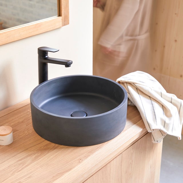 Tikamoon Vasque ronde en terrazzo black Gina