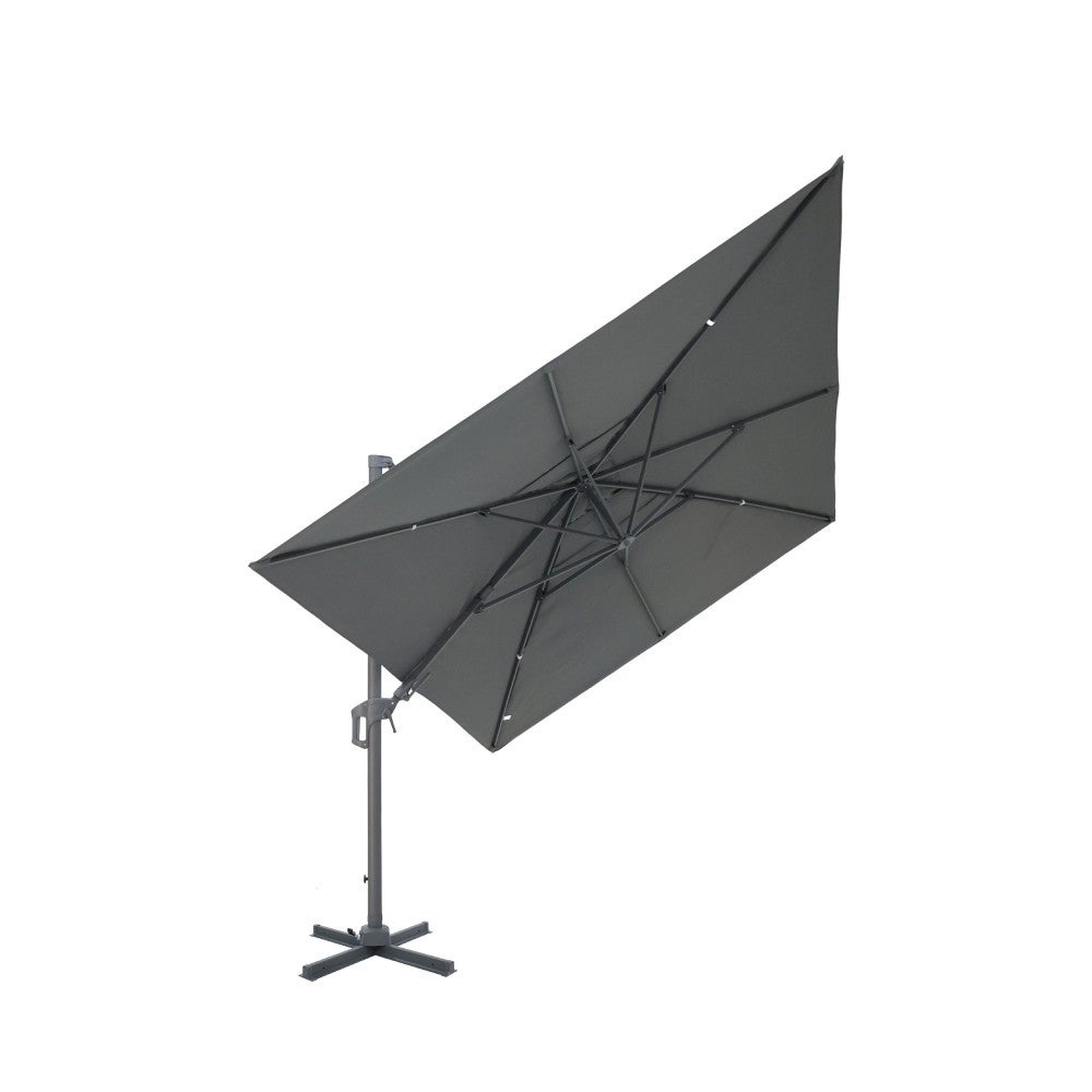 Veya - Parasol rectangulaire déporté en aluminium 3x4m - Gris foncé - 5