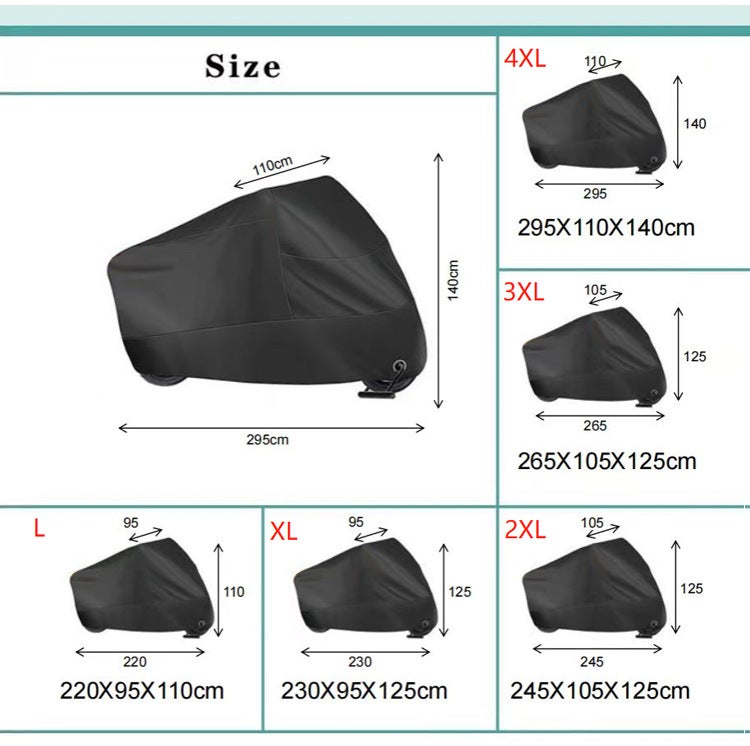 Couverture imperméable à l’eau de moto avec lock-trous L 220*95*110cm - 6
