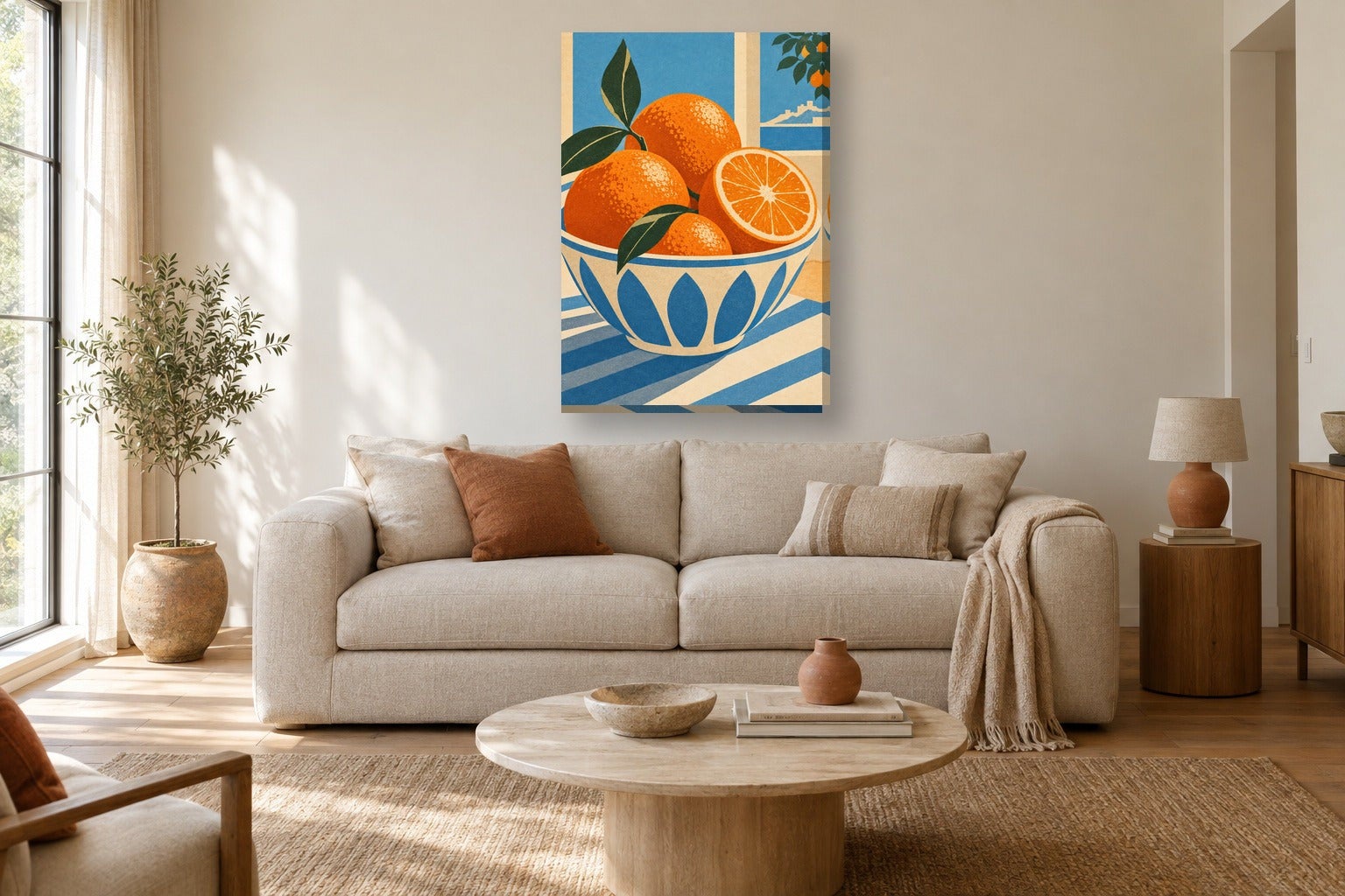 Tableau pour cuisine «Oranges, vintage» sur toile, châssis en bois de 2 ...