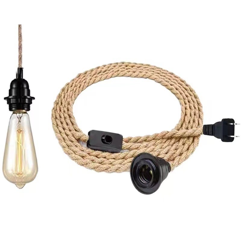 4.5M Câble électrique en lin 2 Conducts, avec E27 Douille et Interrupt, pour DIY Lampe(sans ampoule) - 6