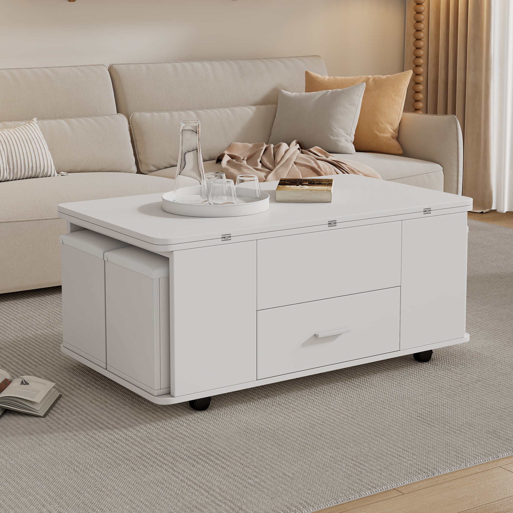 Mesa de centro rectangular regulable en altura 100x50x45-60 cm con ...