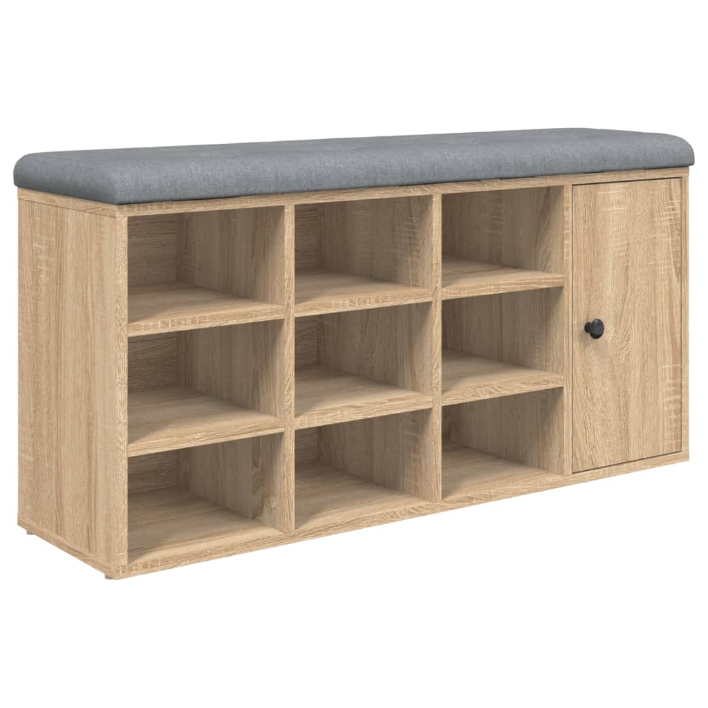 Banc à Chaussures Avec Rangement Siri - 80x46x35 Cm, Chêne Doré, Panneau Particules, 2 Compartiments