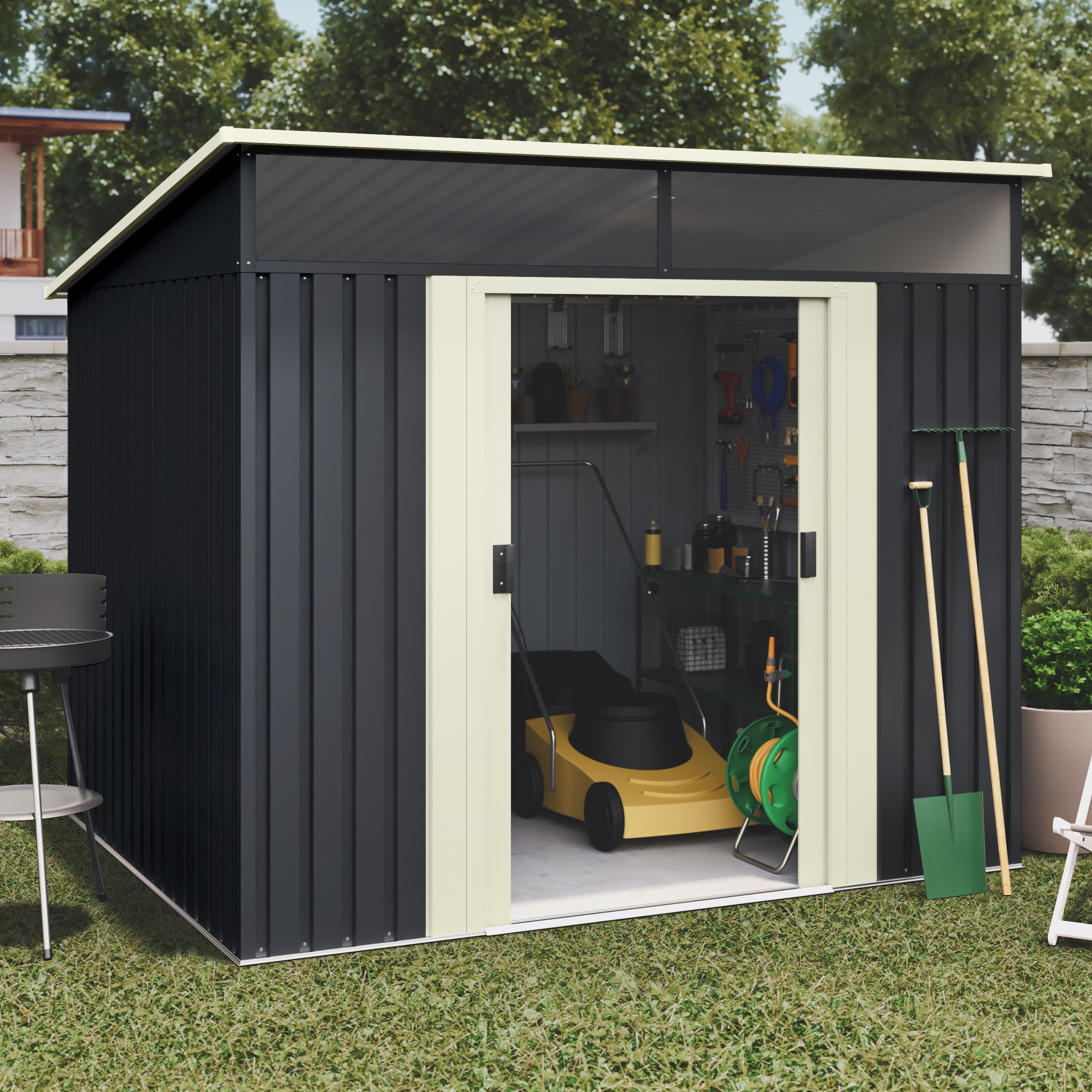 Abri de Jardin en Métal 4,6m2 Wasabi Stark avec fenêtre - Garantie 10 ans - 194x239x203cm - Cabane de jardin - 2