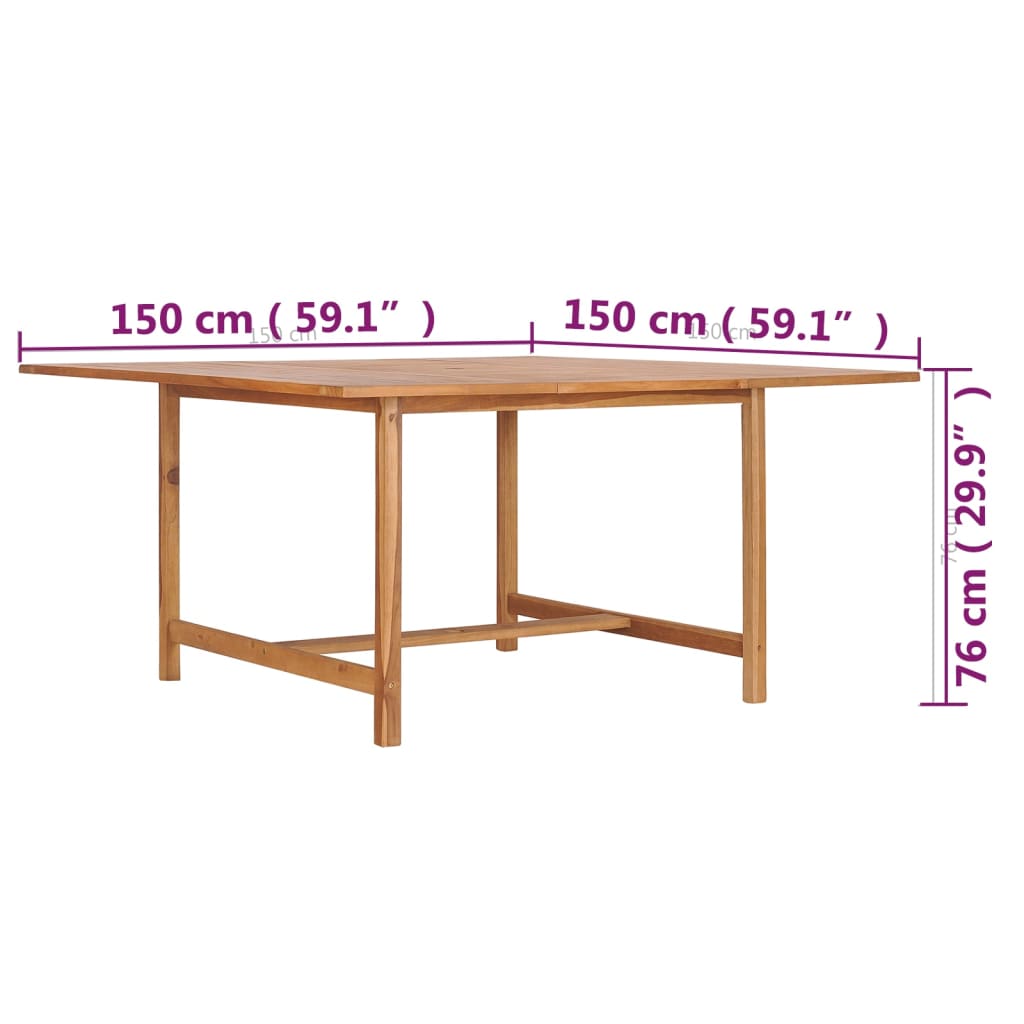 Table à manger de jardin carré en Bois Marron 4 places - 3