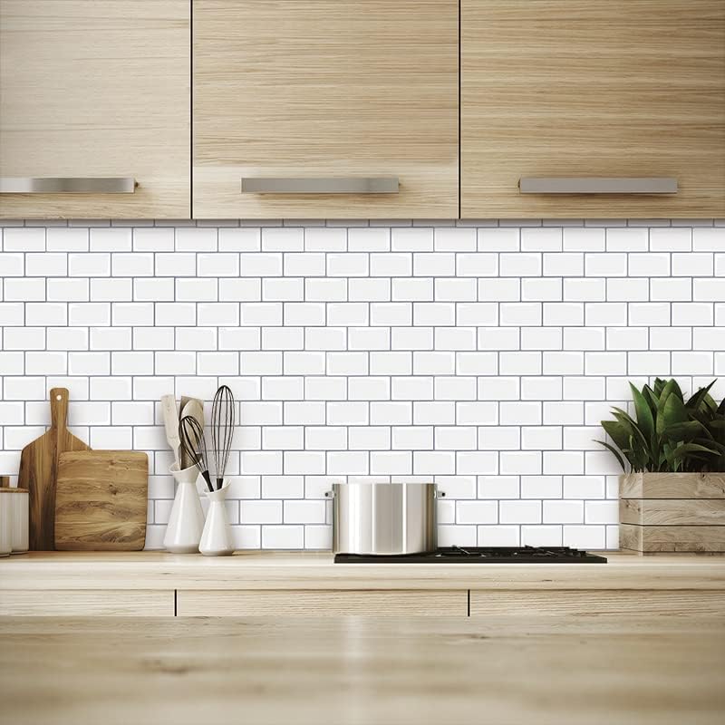 10 Adhesivos Para Azulejos Cocina Y Baño - Vinilo Autoadhesivo 30.5x15.3 Cm, Fácil Instalación Y Limpieza