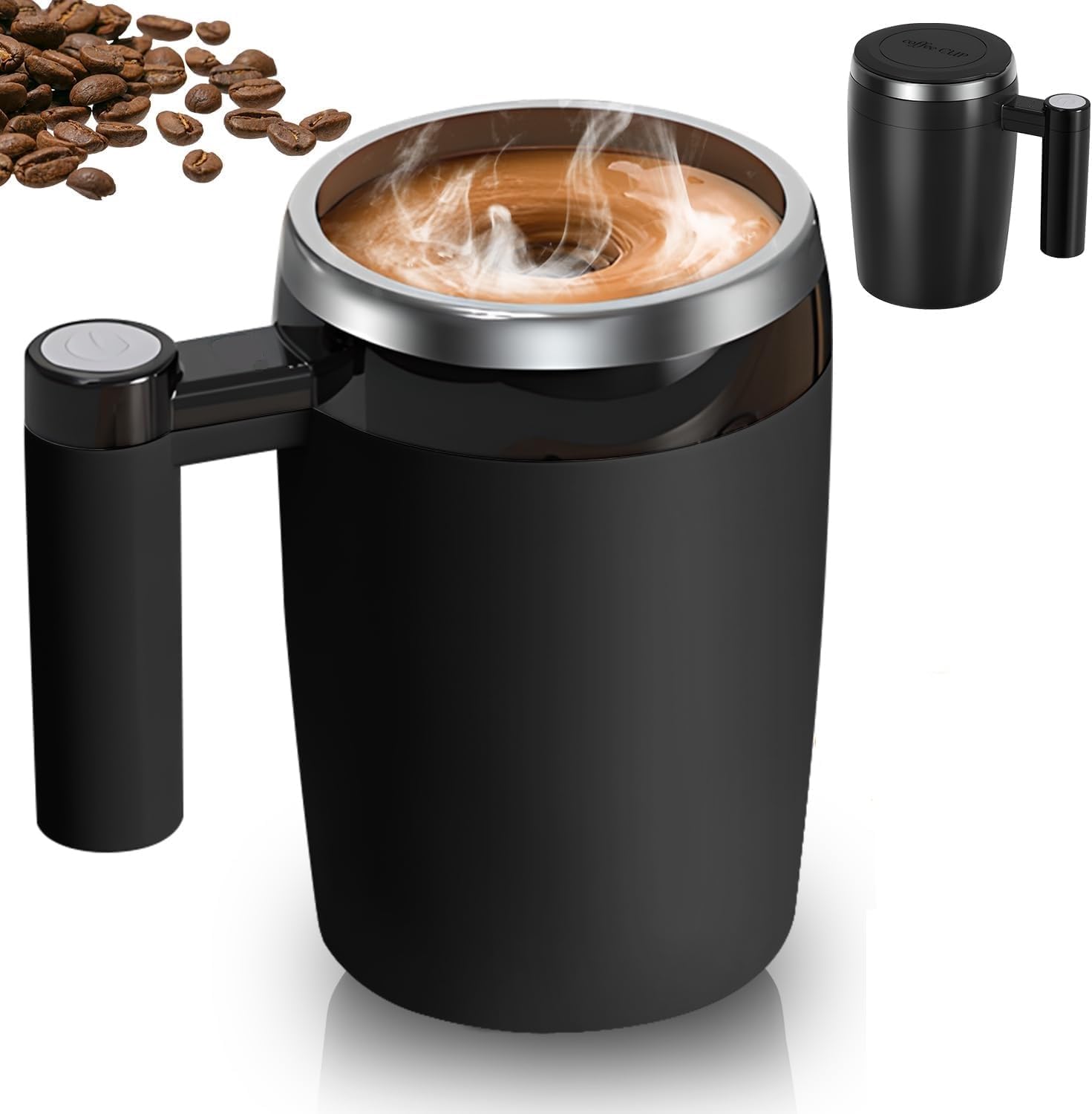 Noir - Tasse D'agitation Automatique, Magnétique, En Acier Inoxydable