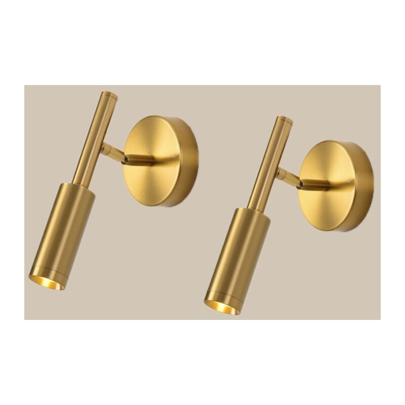 Zestaw 2 lampek ściennych LED - Lampki nocne do użytku wewnętrznego - Obrotowe lampki do czytania - Złote