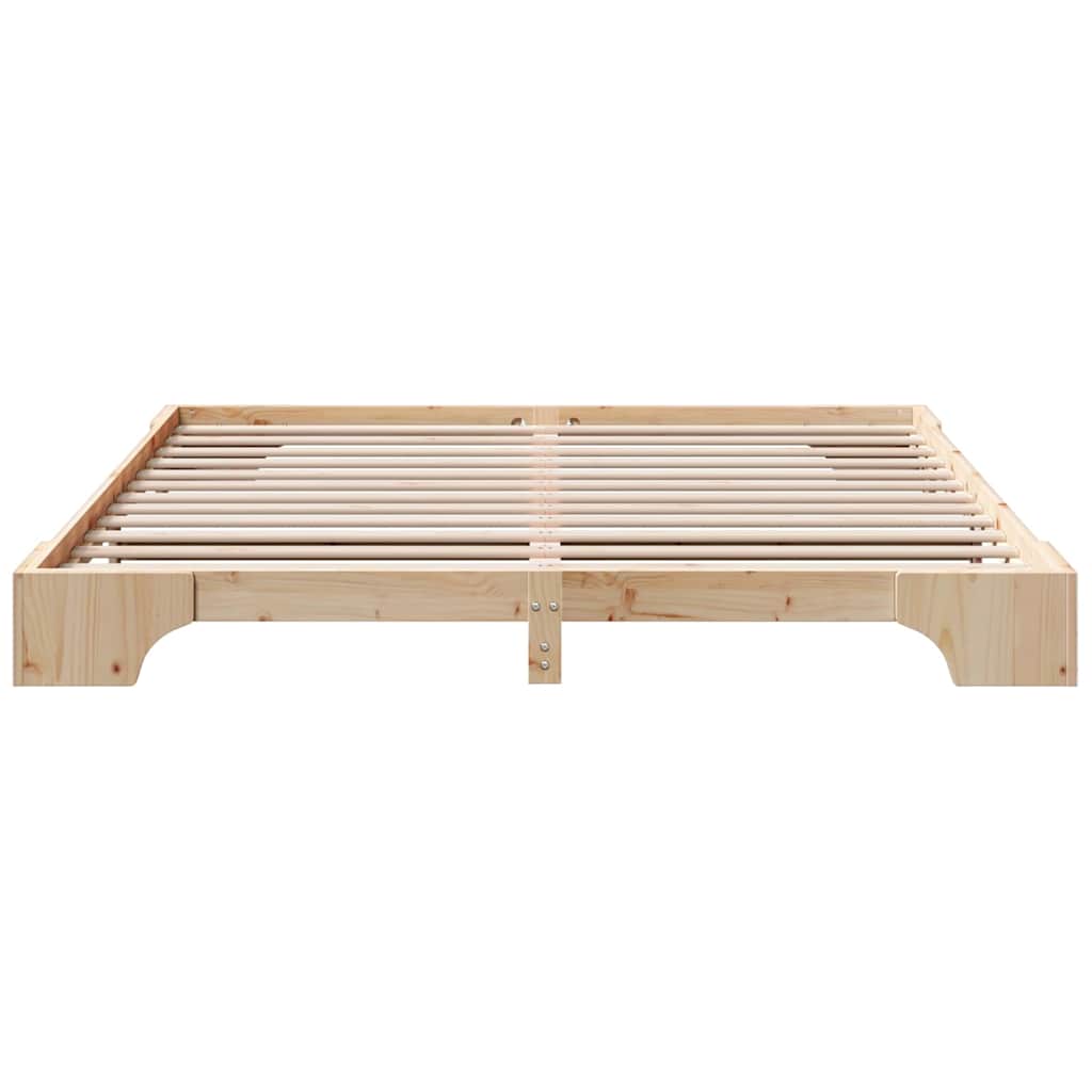 Estructura de cama de madera maciza de pino natural, 200 × 200 cm - 5