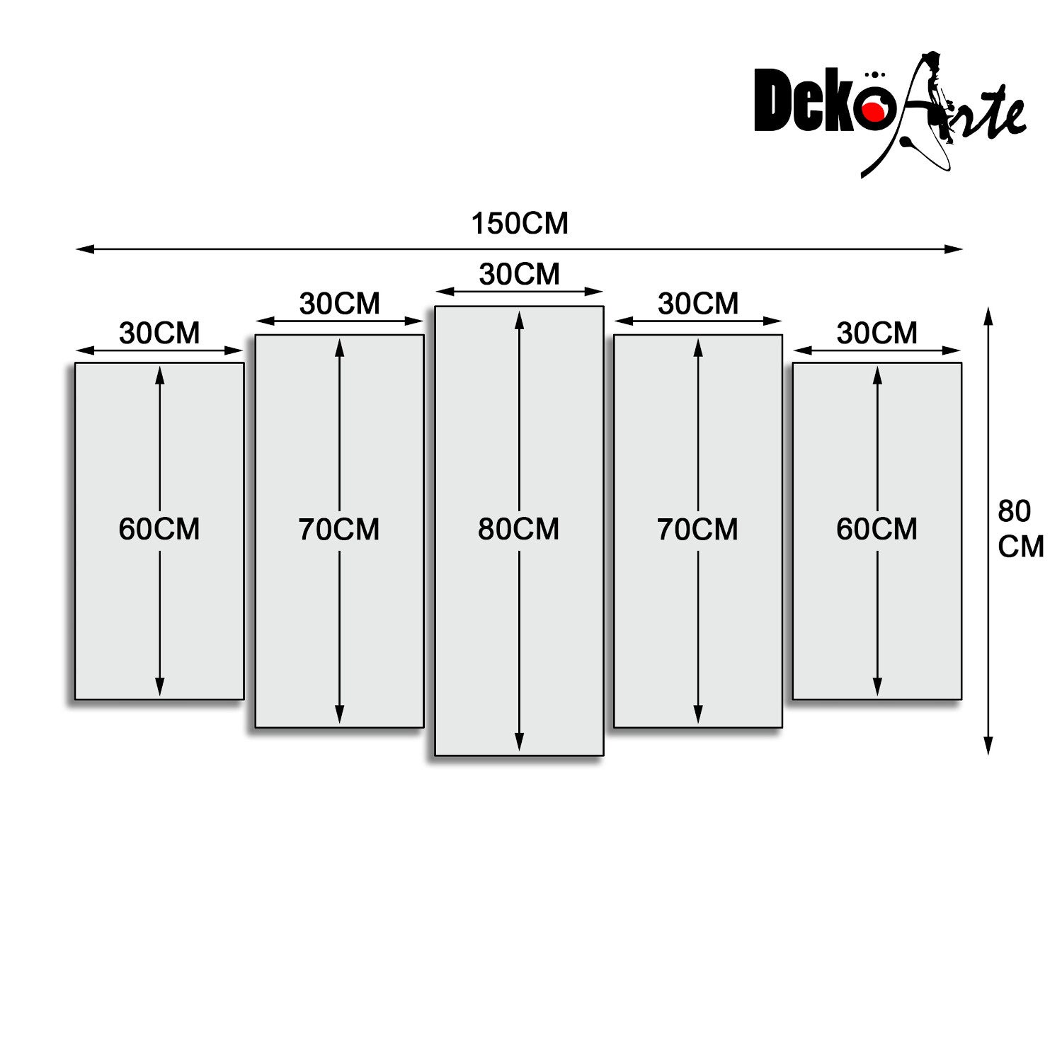 DekoArte - Quadri moderni Stampa di Immagini Digitalizzata | Albero Colorato Su Sfondo Bianco | 5 Pezzi 150x80cm - 7