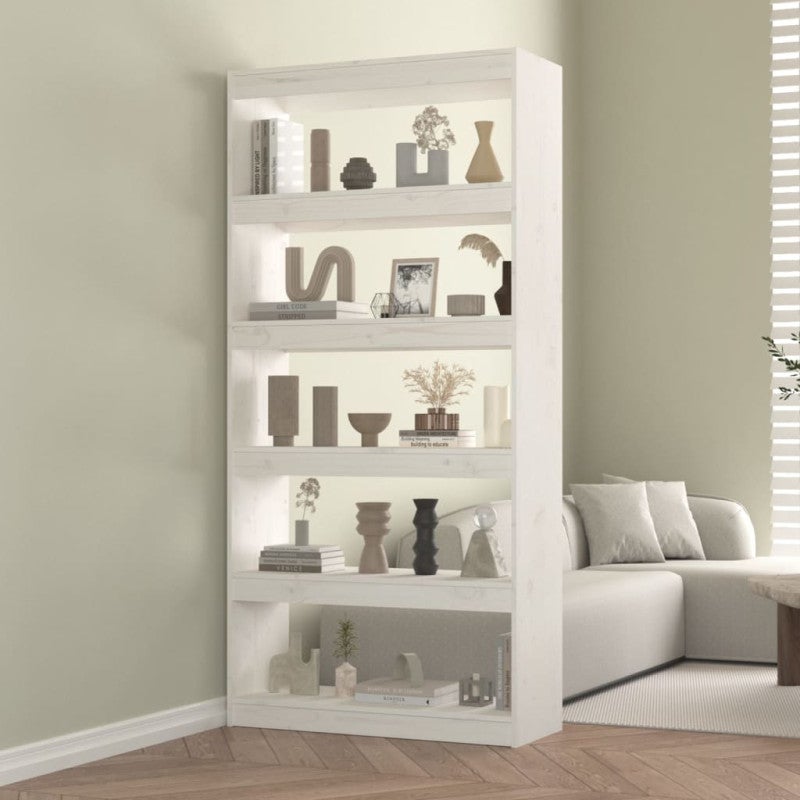Set Di 2 Mensole Galleggianti Design: Bianco E Oro – Legno Di Pino 80x20 Cm – Portata 31 Kg