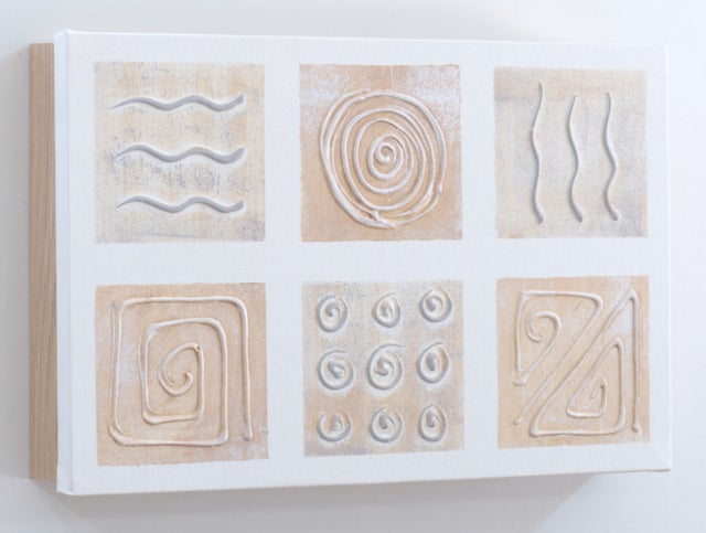 Tapa de Contador 37x22x4 cm, Pintada a Mano, en Madera Clara, Abstracta con Relieve, Moderna 100% Original