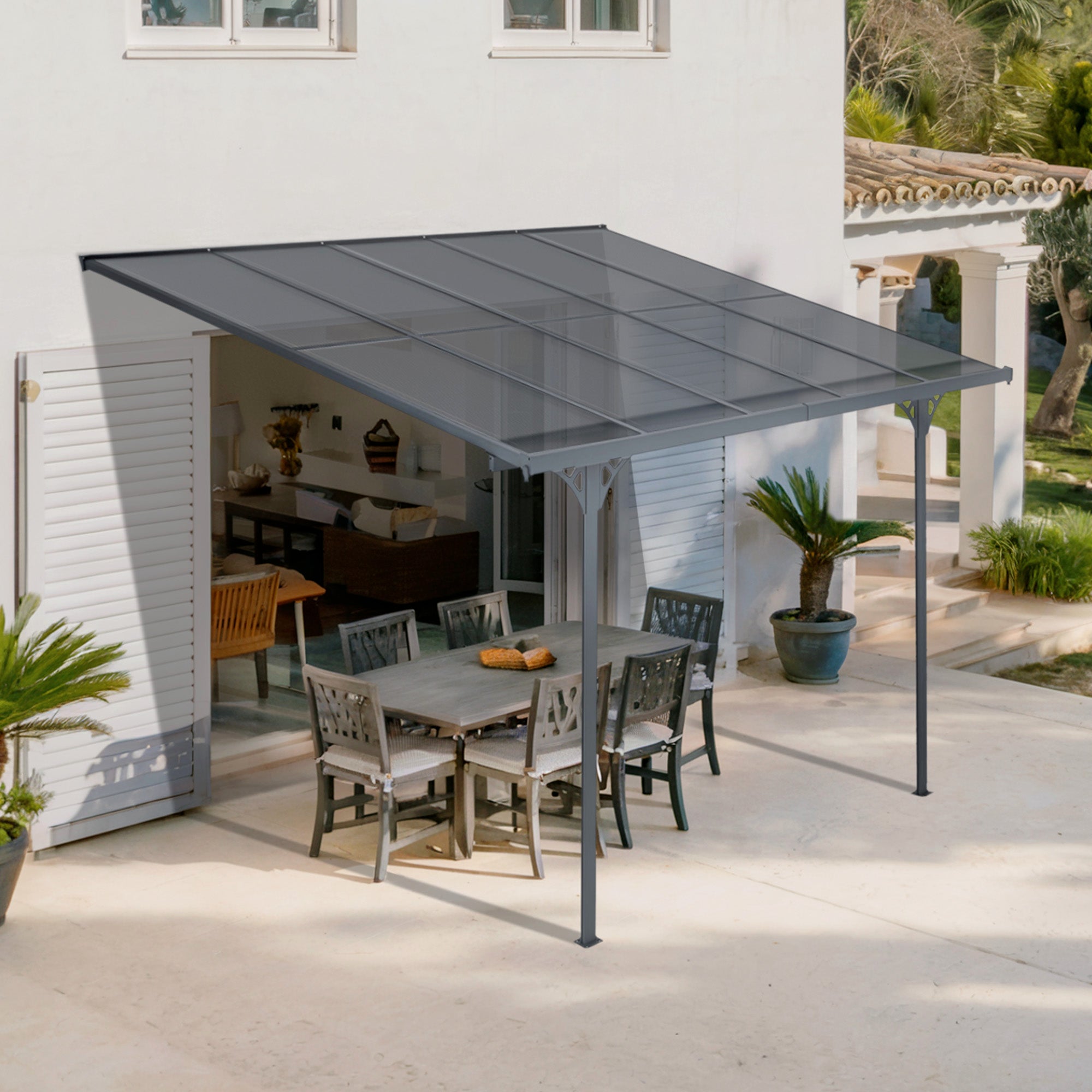 Pergola/wiata dołączona KLEO 300L300 aluminium Szary