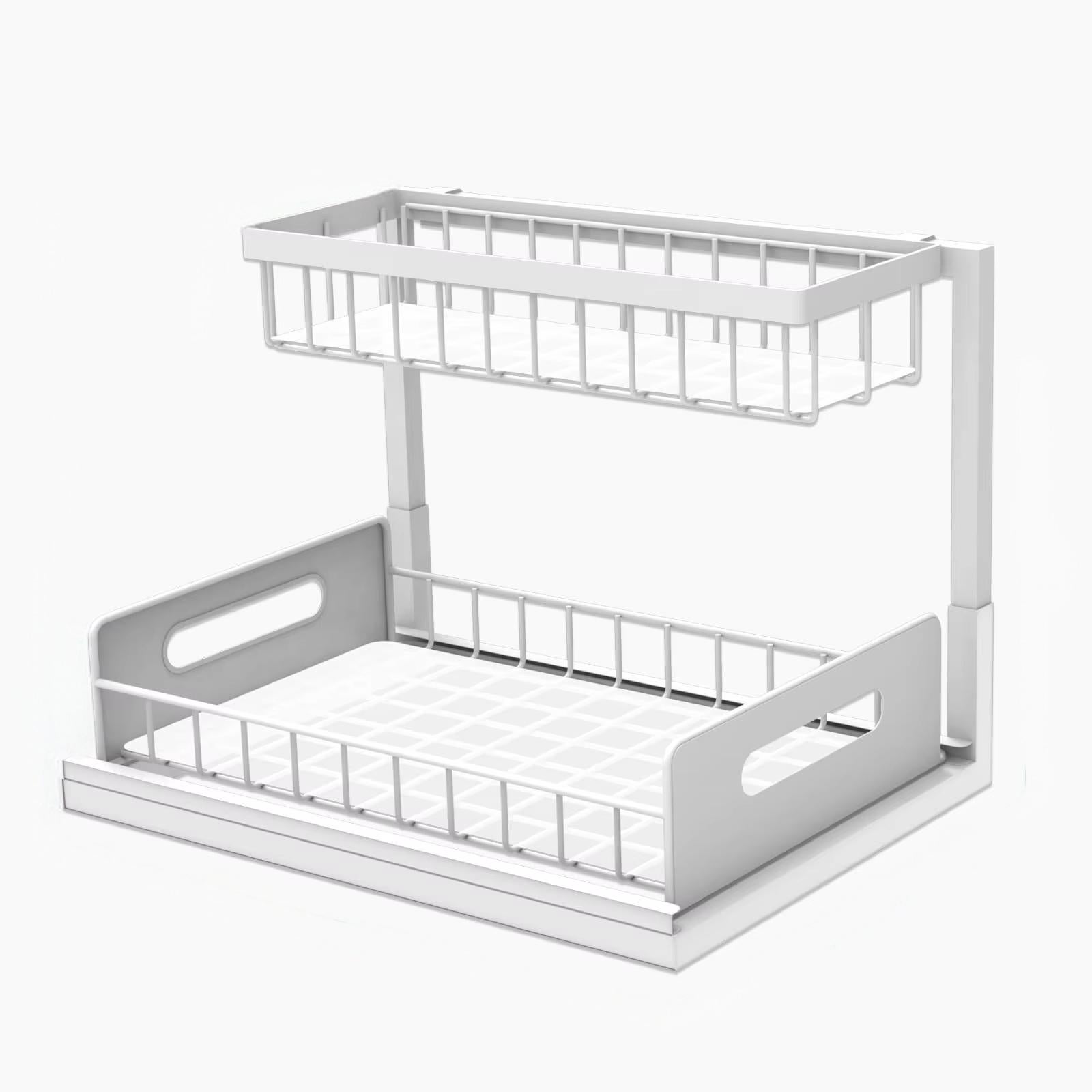 Panier De Rangement Suspendu Sous étagère - Extensible De 38,5 à 70,5 Cm - Pour Cuisine, Salle De Bain, Bureau (Blanc) Rangement Cuisine Salle De Bain
