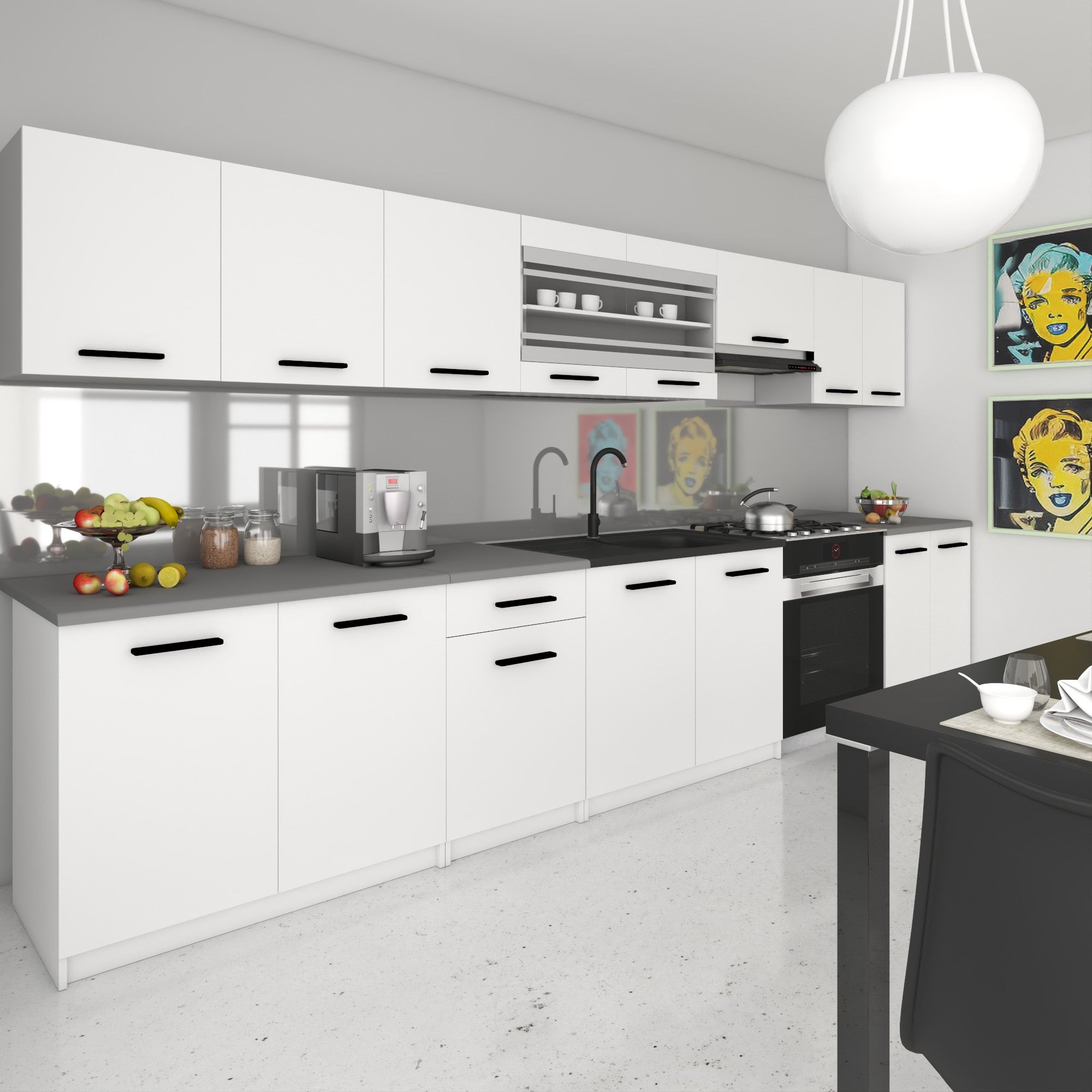 BELINI Cuisine Equipee Complete ITALIA 3 - 320 cm. Cuisine avec Plan de Travail, Blanc Mat - 2