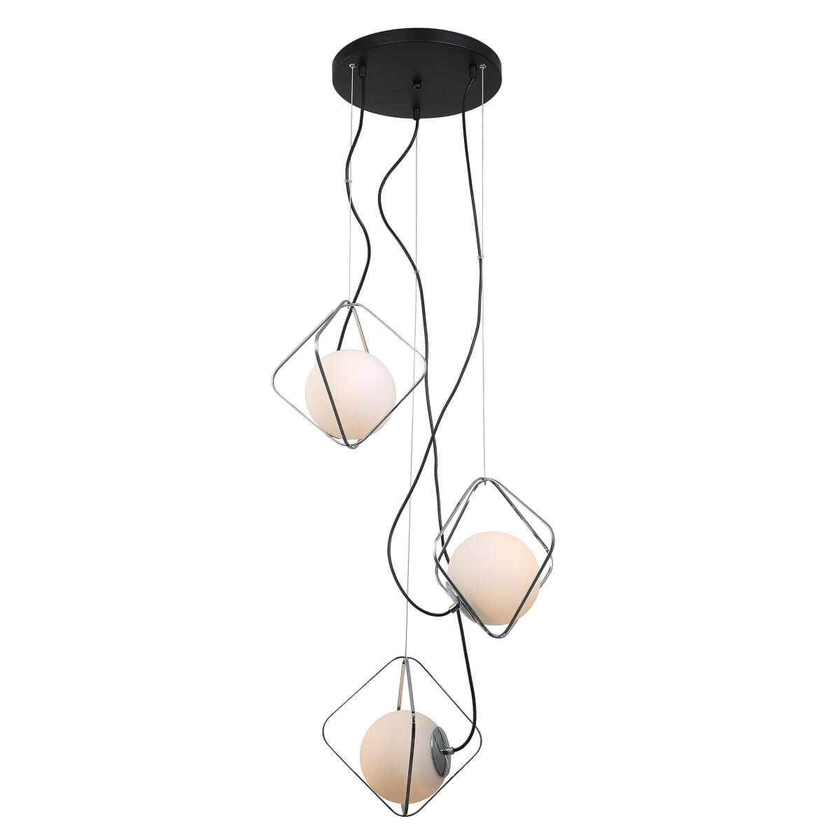 Suspension moderne Canto Chrome, noir en verre - 3