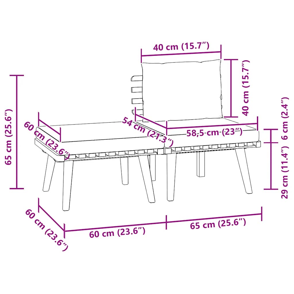 Maison Exclusive - Salon de jardin 3 pcs avec coussins Bois d'acacia massif - 8
