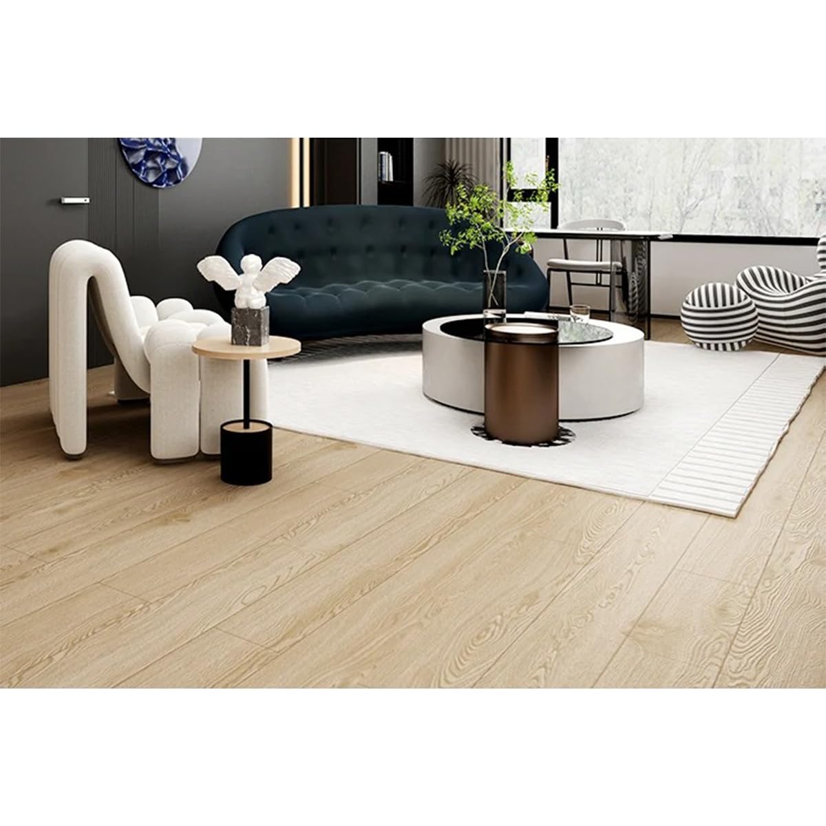 1 rotolo di pavimento in vinile autoadesivo, pavimento effetto legno, impermeabile e antiscivolo - 7