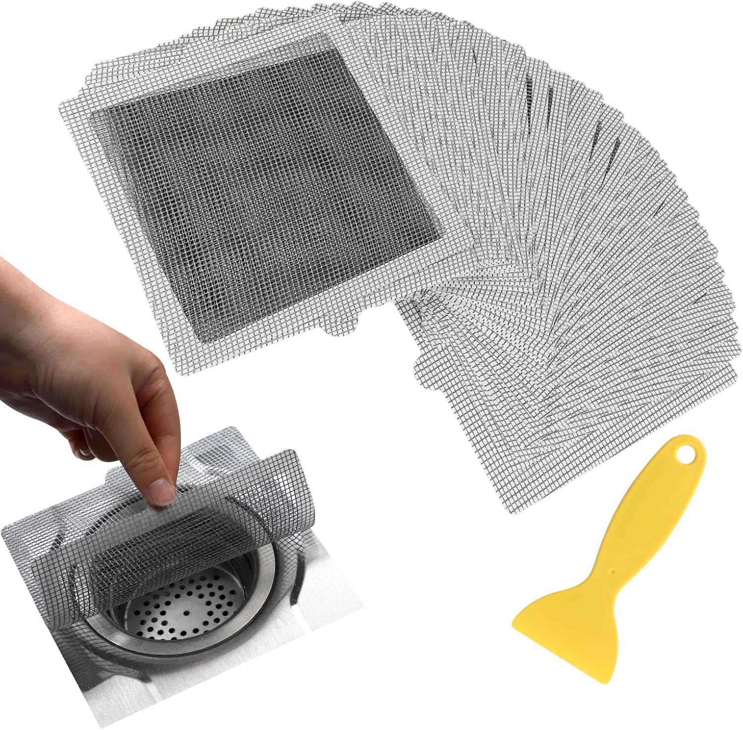 40 sztuk – samoprzylepny filtr do włosów pod prysznic – 15 cm x 15 cm – odpowiedni do odpływów prysznicowych, kuchni i łazienek