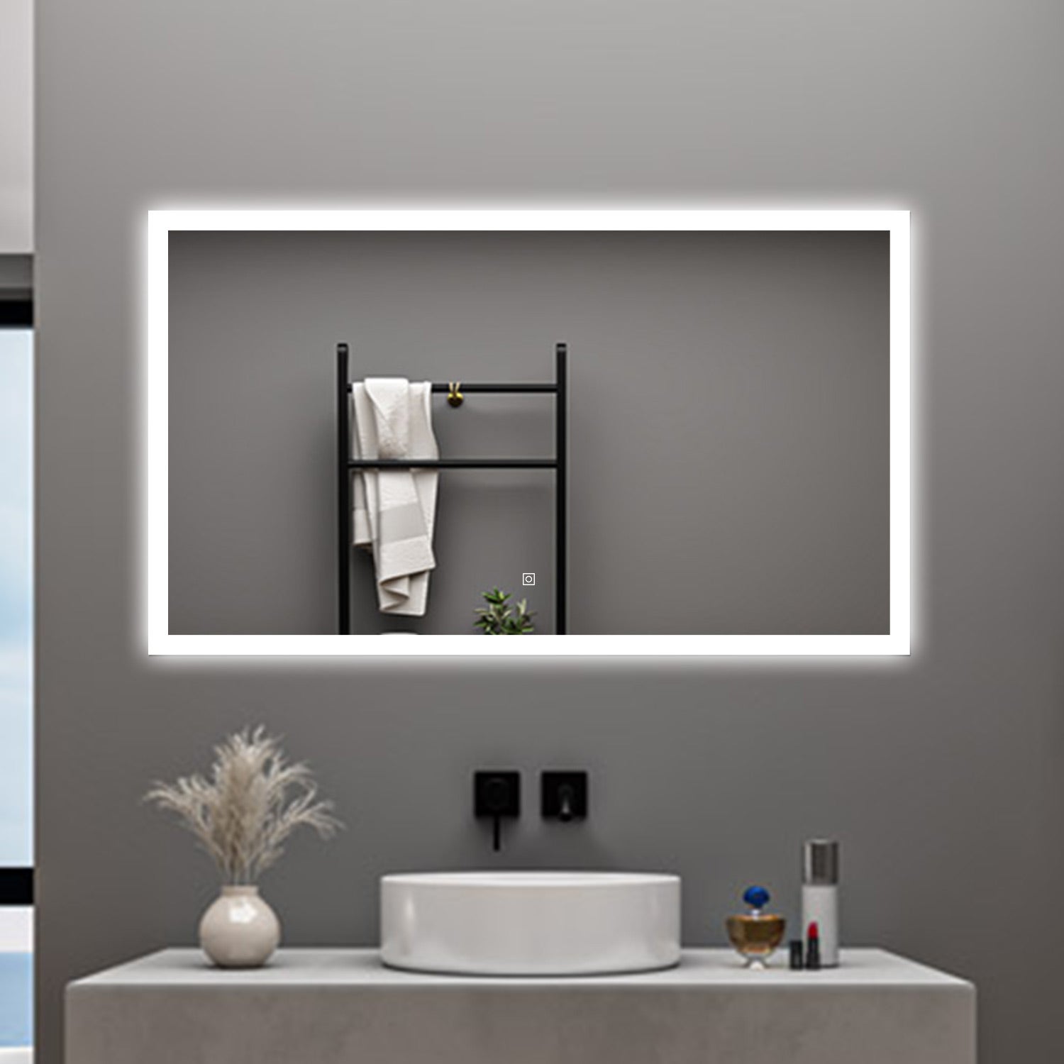 EMKE Specchio da bagno a LED 80x60cm 3 colori luce