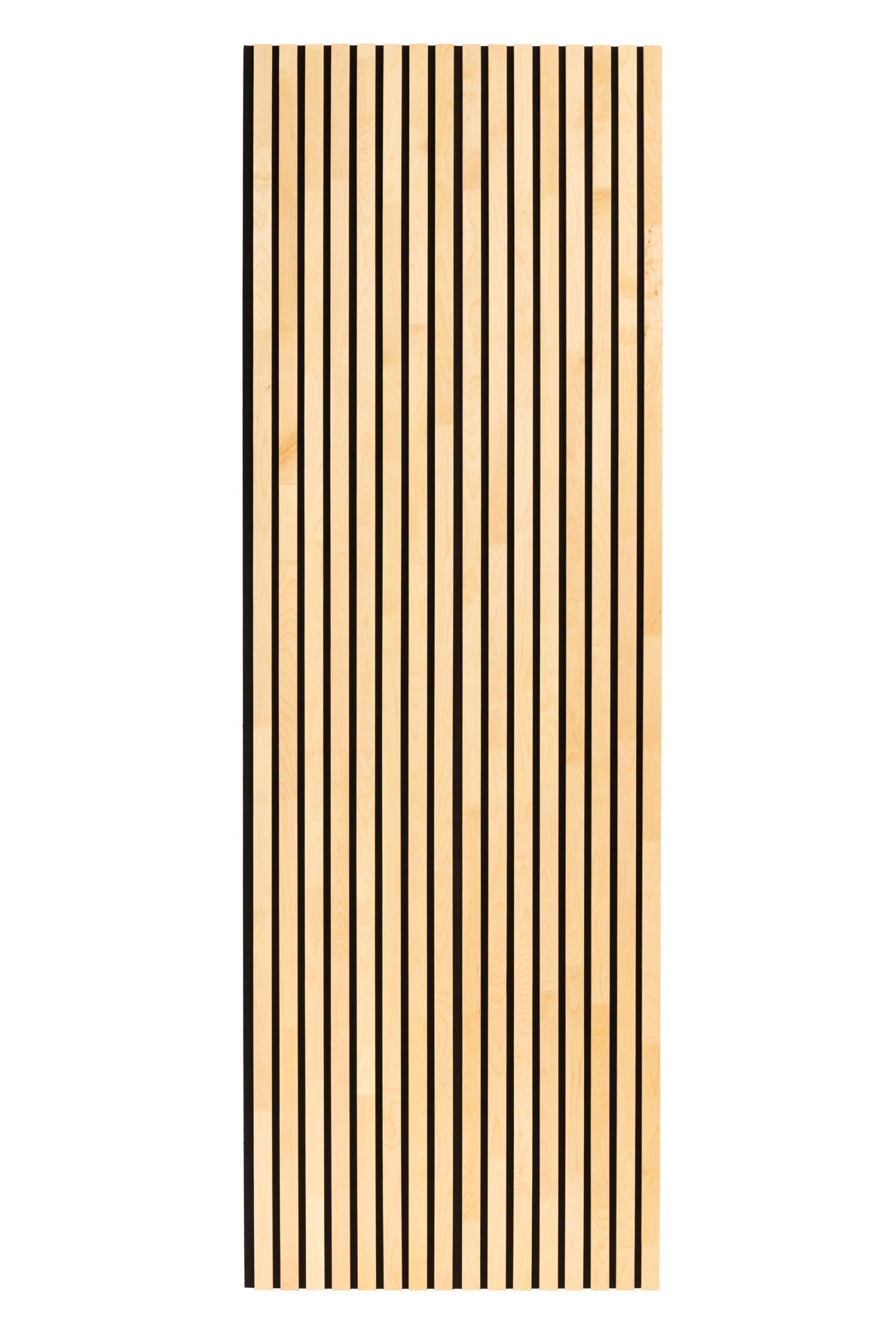 Lot de 2 Panneau Tasseau Acoustique en Bois - Bois de Bouleau Massif - 2400x385mm - Lattes 40mm, Support en Feutre Noir - 7