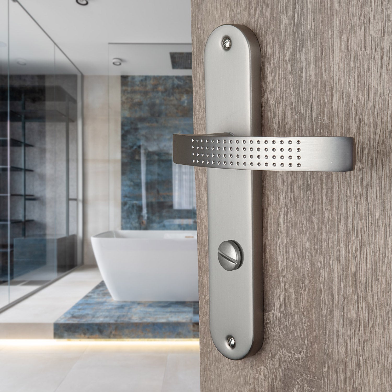 Poignée de porte PMR modèle aluminium - design adaptée normes accessibilités