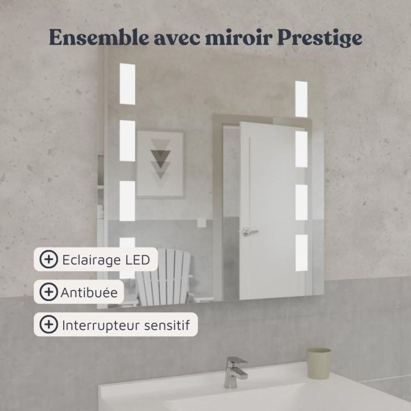 Meuble PROLINE 70 cm avec plan vasque et miroir Prestige | coloris : Blanc | vasque : Résine - 6